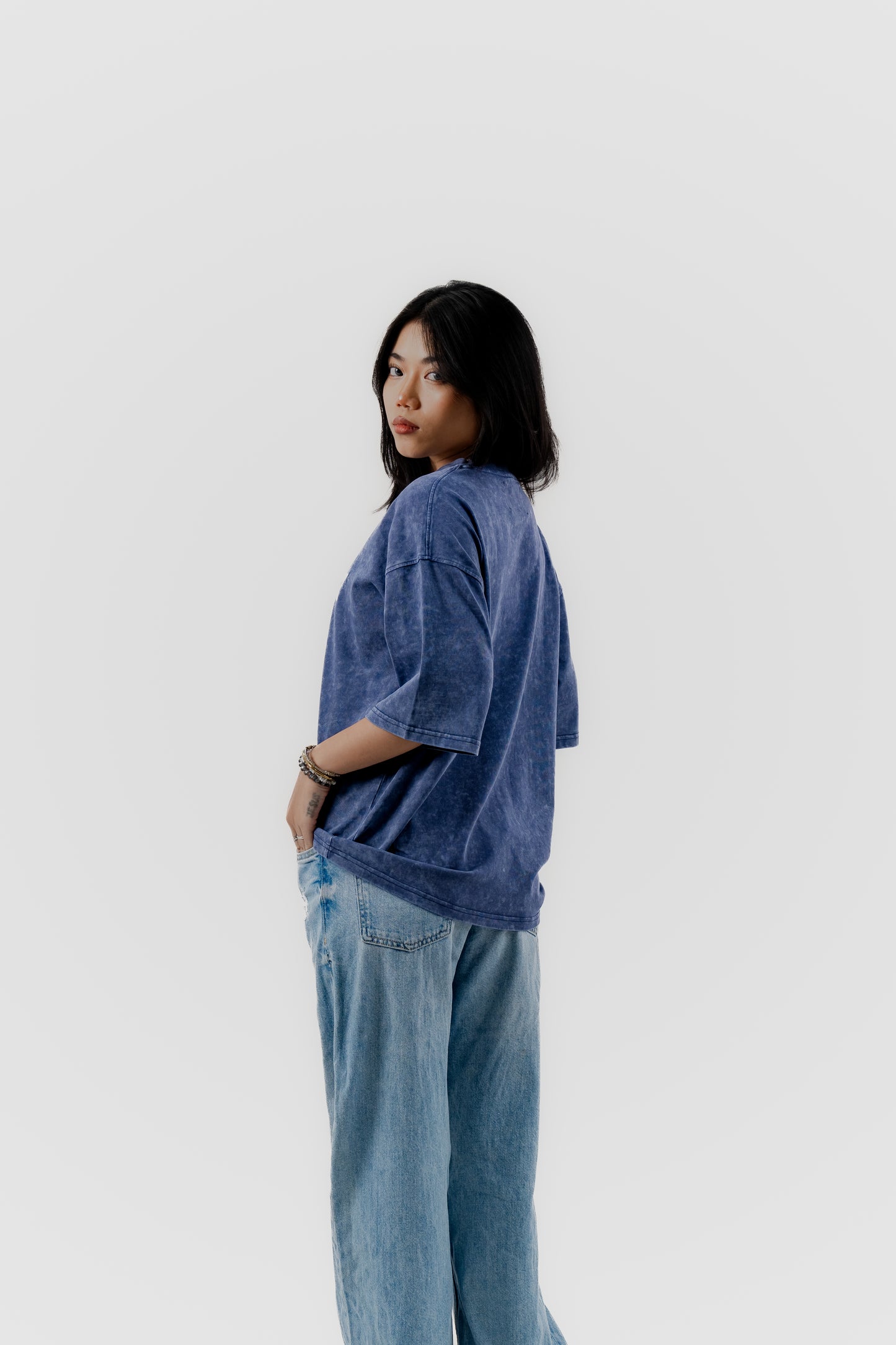 Not Today Club - Blue Acid Wash - Drop Shoulder T-Shirt - Unisex