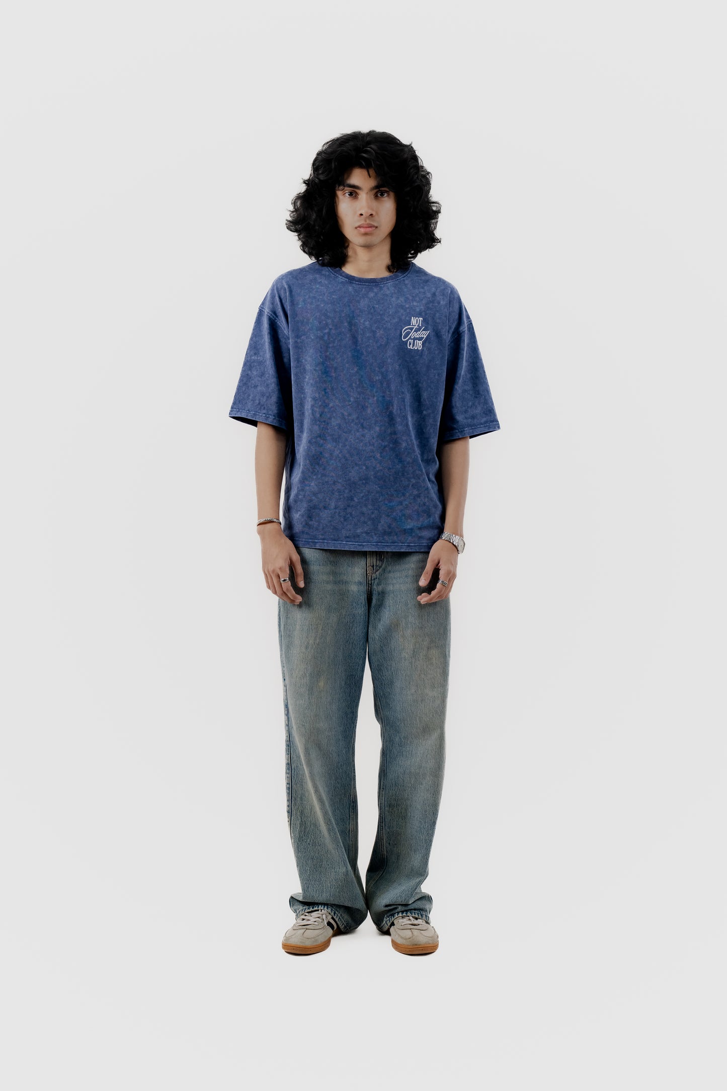 Not Today Club - Blue Acid Wash - Drop Shoulder T-Shirt for Men