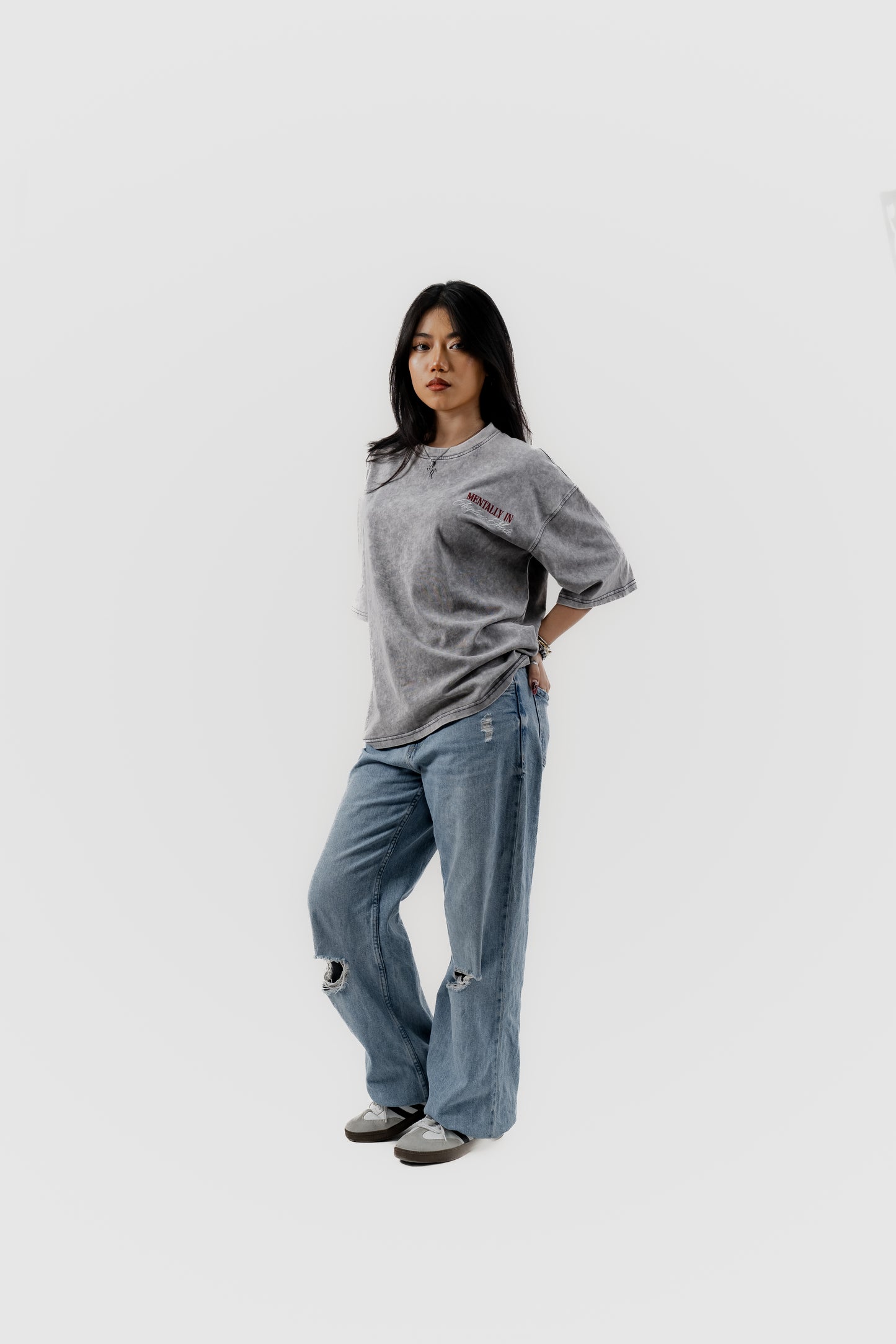 Airplane Mode - Light Grey Acid Wash - Drop Shoulder T-Shirt - Unisex
