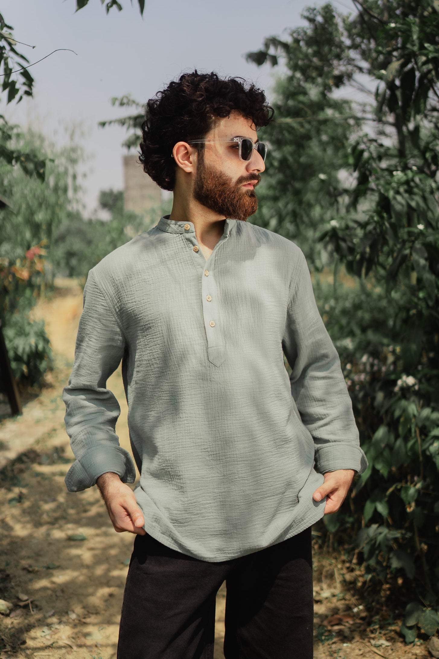 Buy Waffle Henley Katua For Men Sage Green Men's Fashion