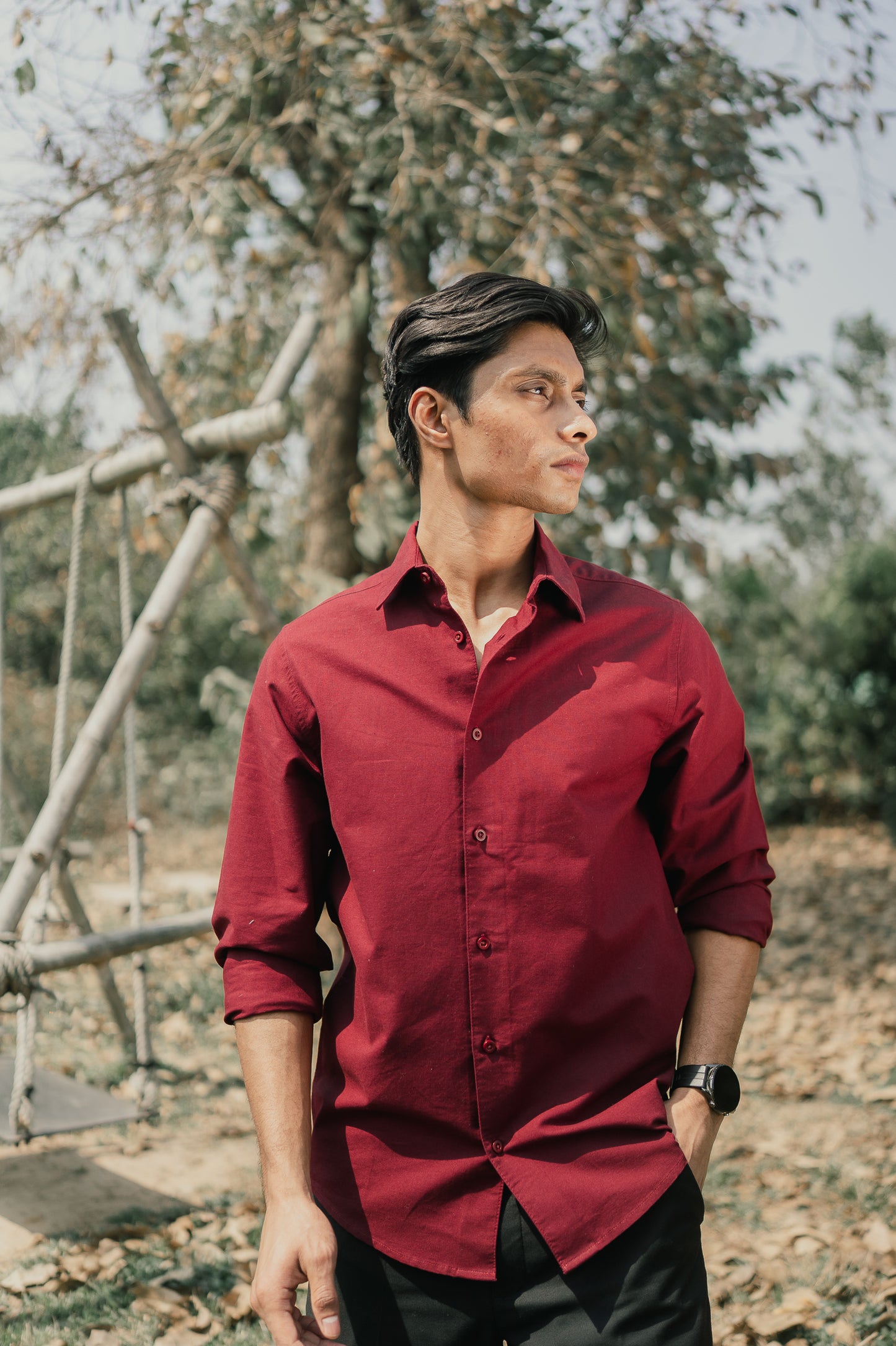 Oxford Shirt for Men - Maroon