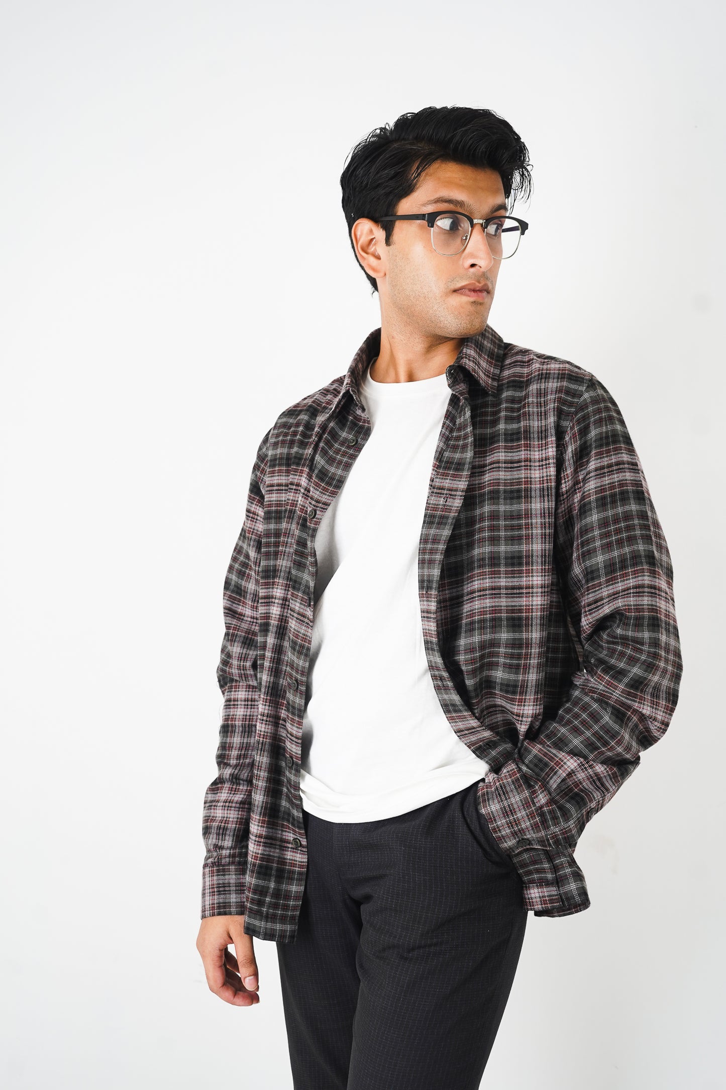 Flannel Shirt for Men - Moss & Black