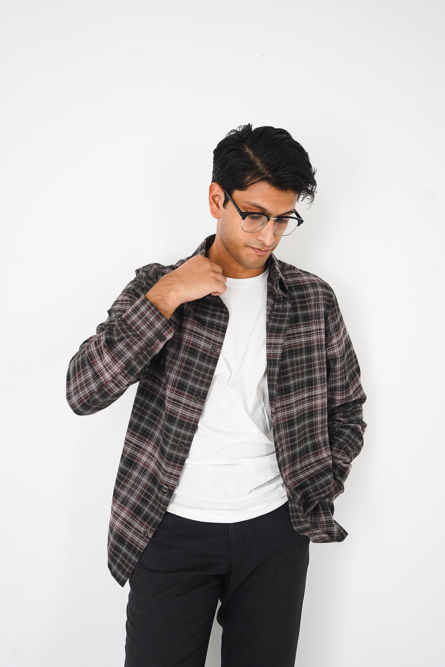 Flannel Shirt for Men - Moss & Black