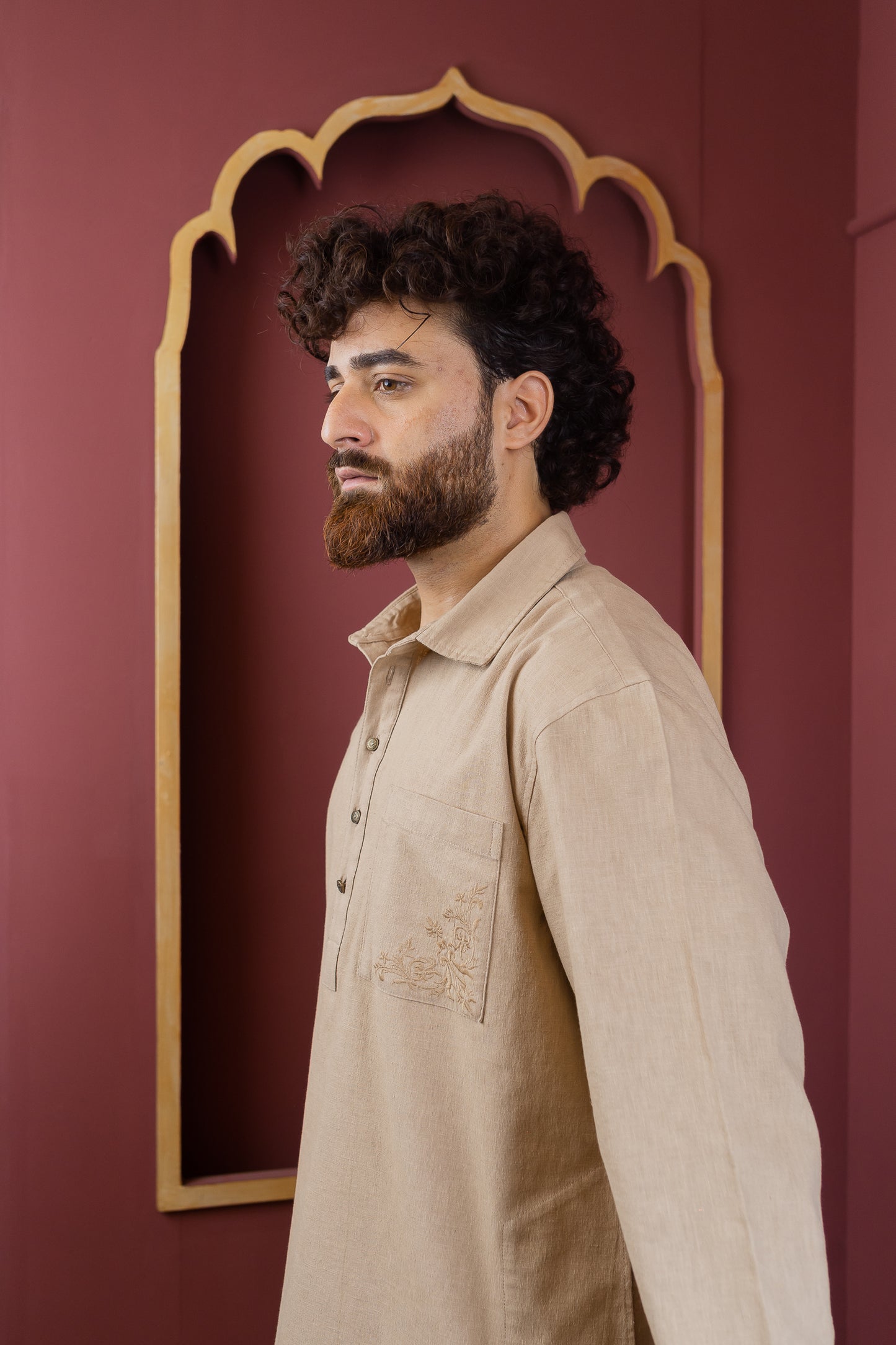 Areez - Warm Sand Embroidered Kabli
