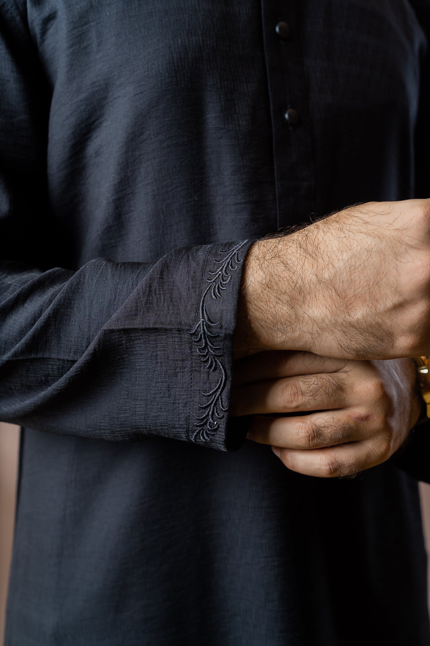 PRE-ORDER - Gurbaz - Midnight Black Embroidered Panjabi