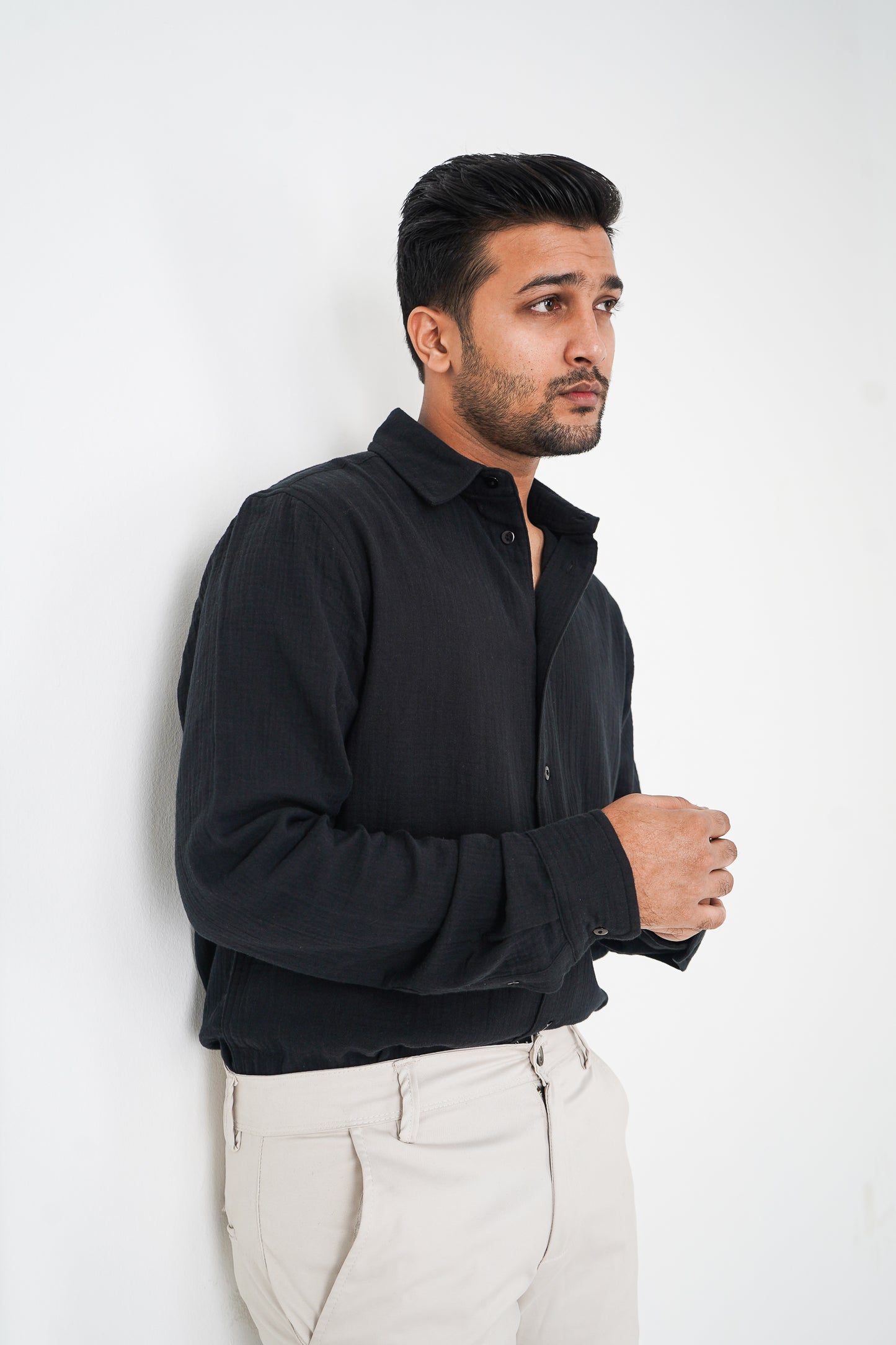 Waffle Shirt for Men - Black