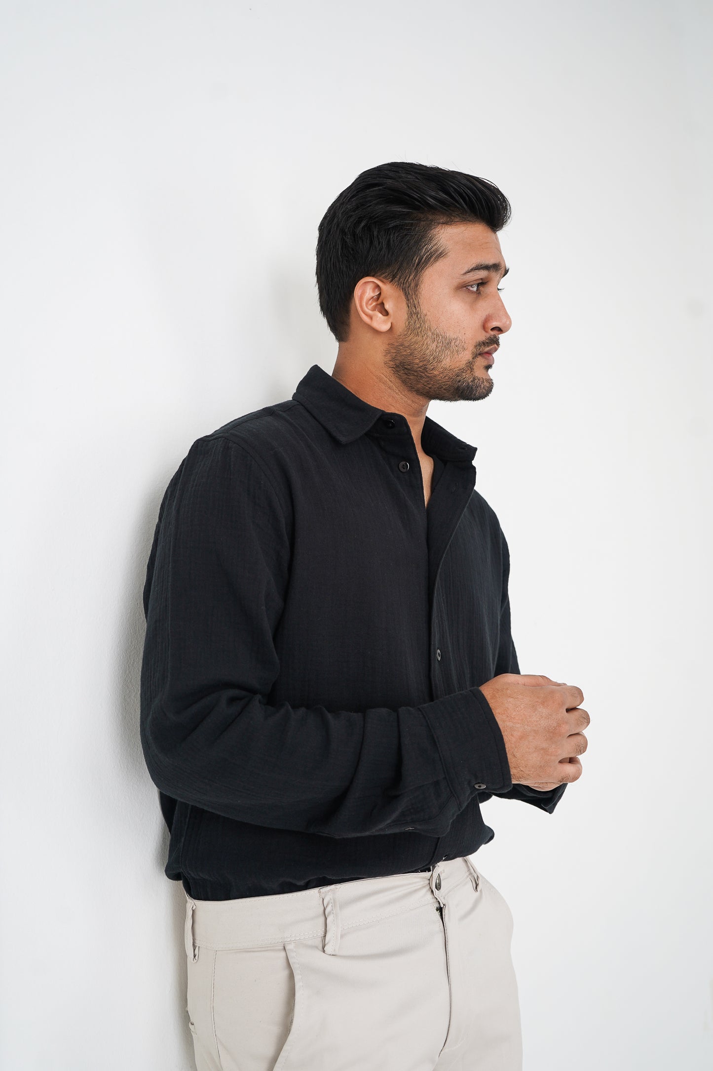 Waffle Shirt for Men - Black