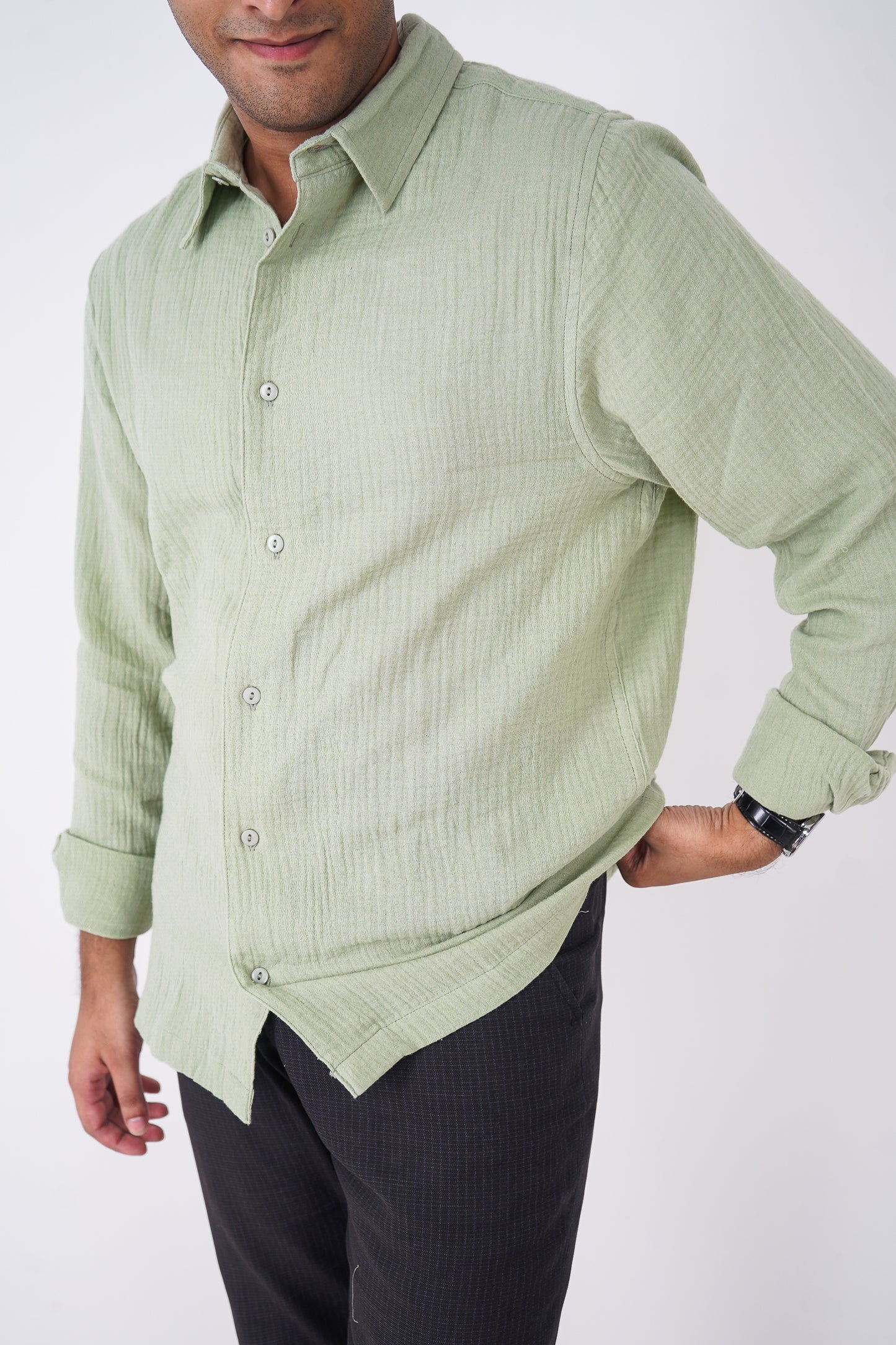 Waffle Shirt for Men - Light Lemon