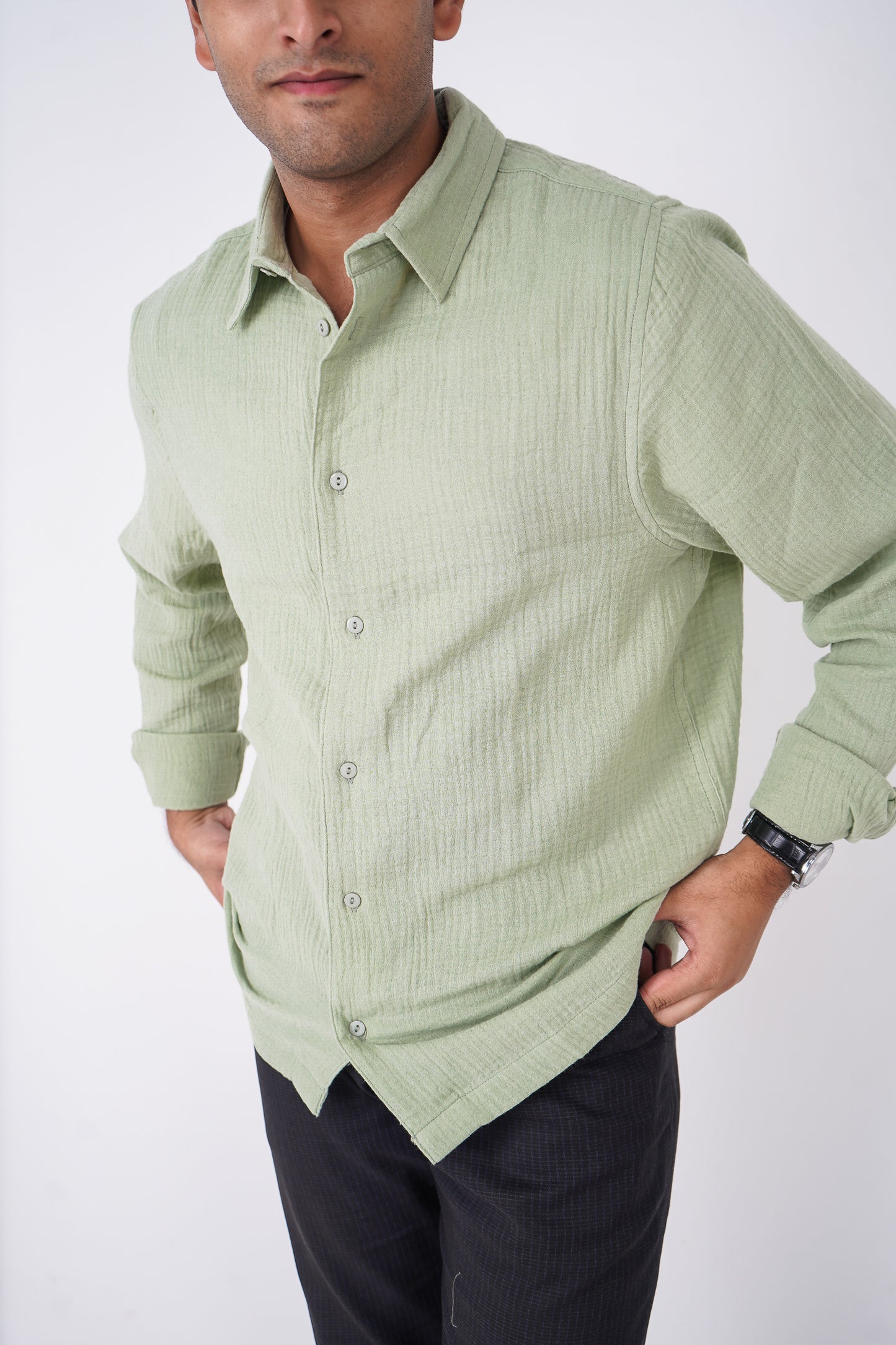 Waffle Shirt for Men - Light Lemon