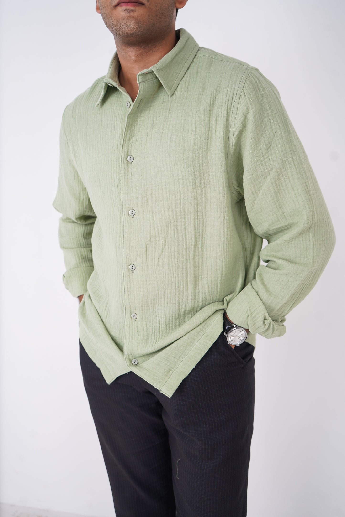 Waffle Shirt for Men - Light Lemon