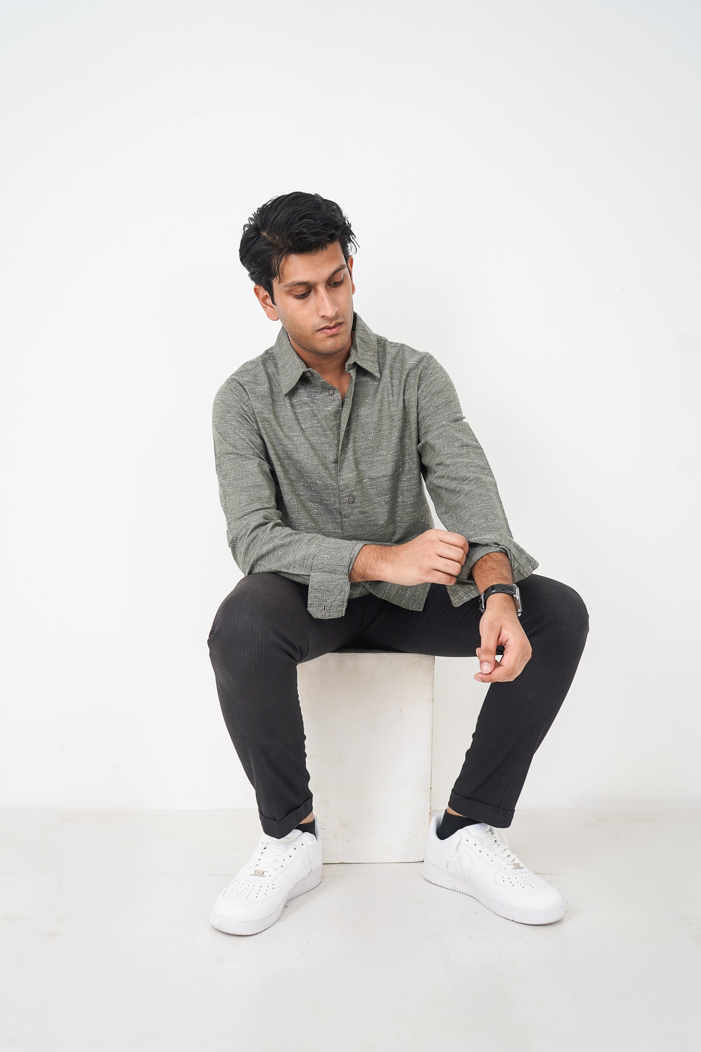 Linen Shirt for Men - Moss