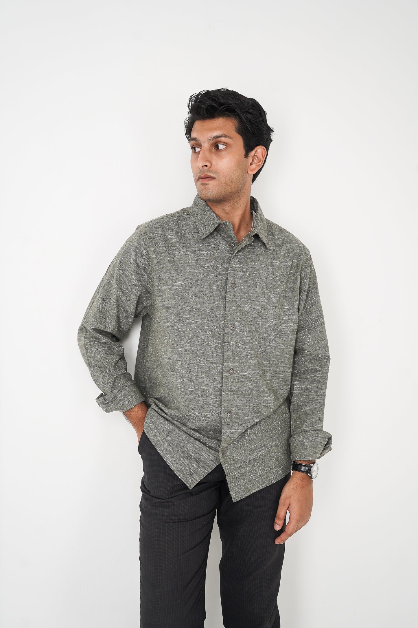 Linen Shirt for Men - Moss