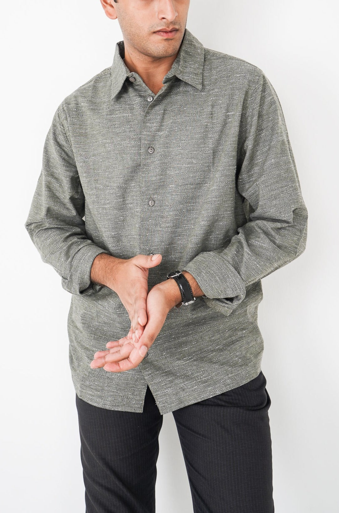 Linen Shirt for Men - Moss