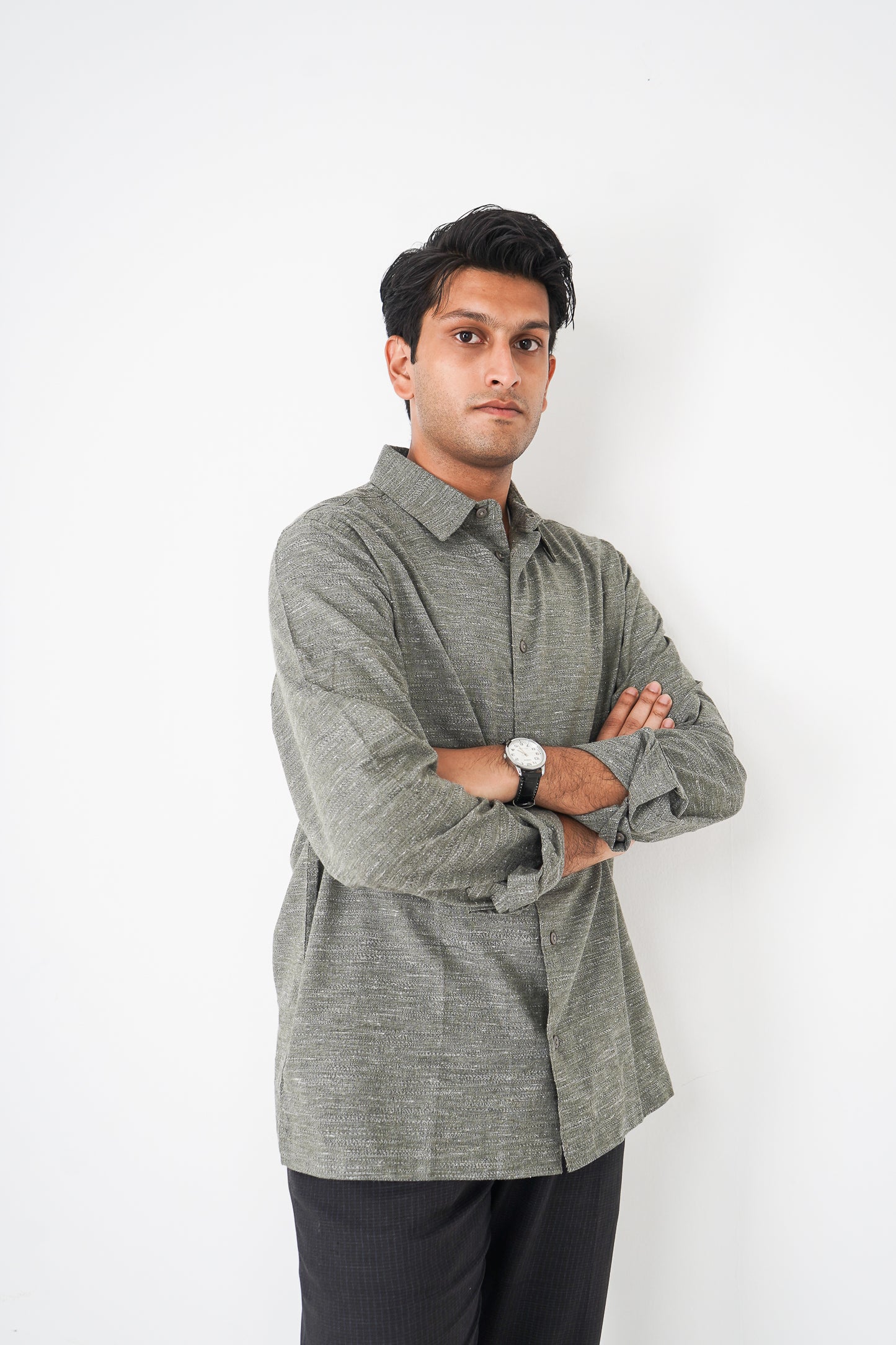 Linen Shirt for Men - Moss
