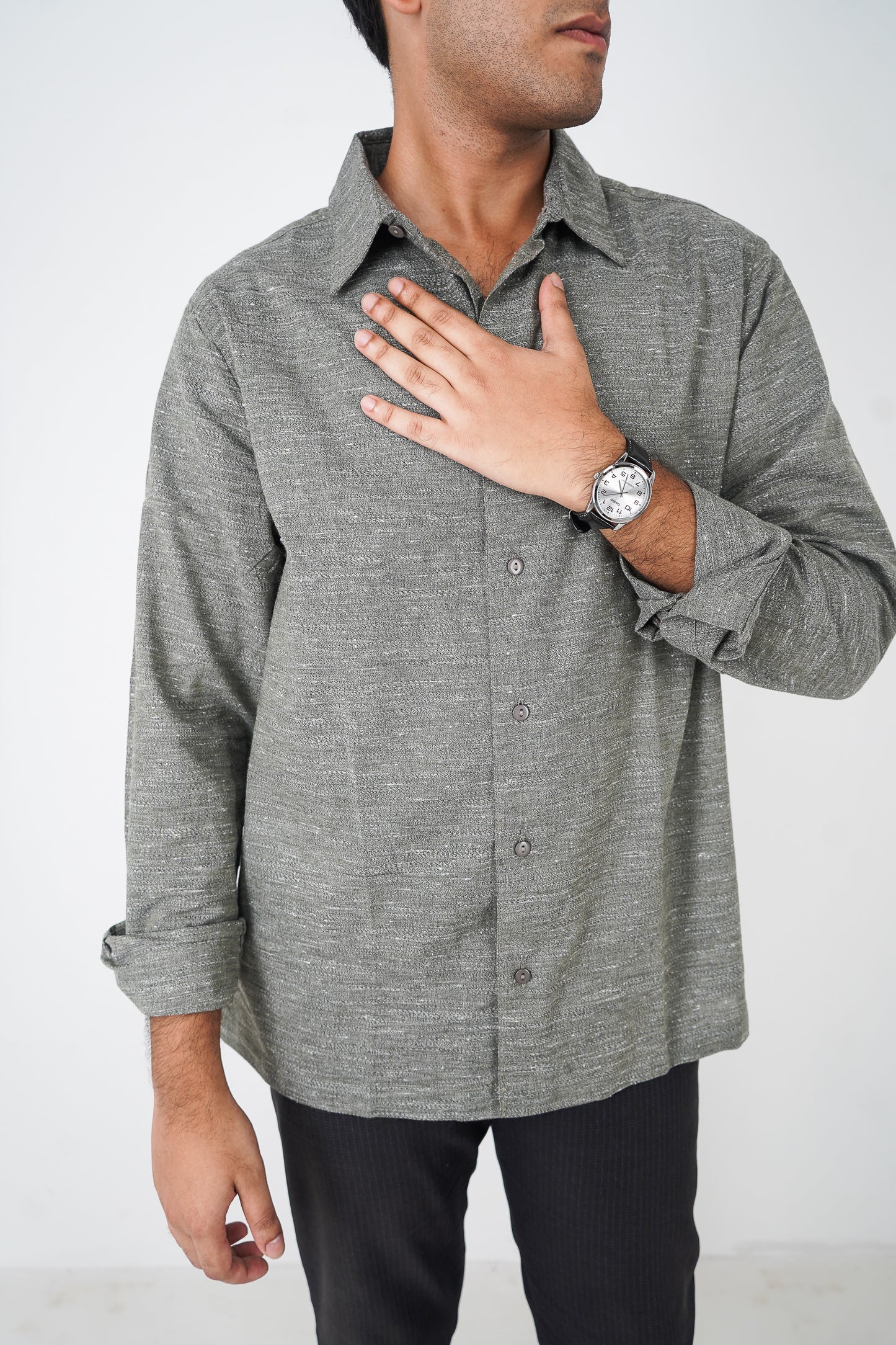 Linen Shirt for Men - Moss