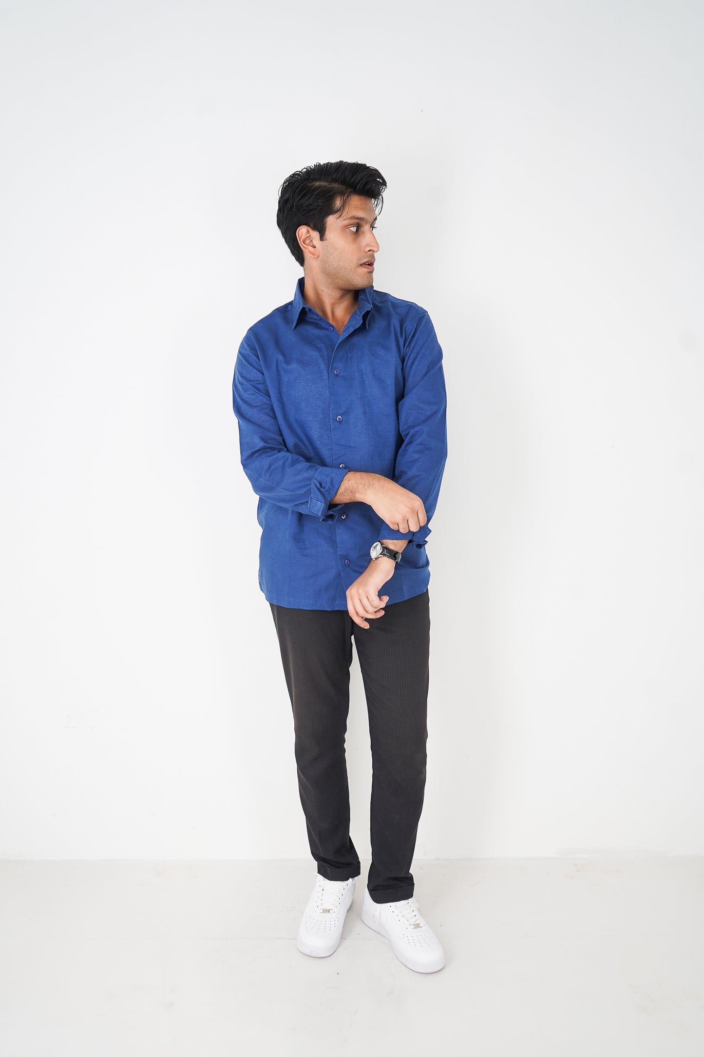 Linen Shirt for Men - Midnight Blue