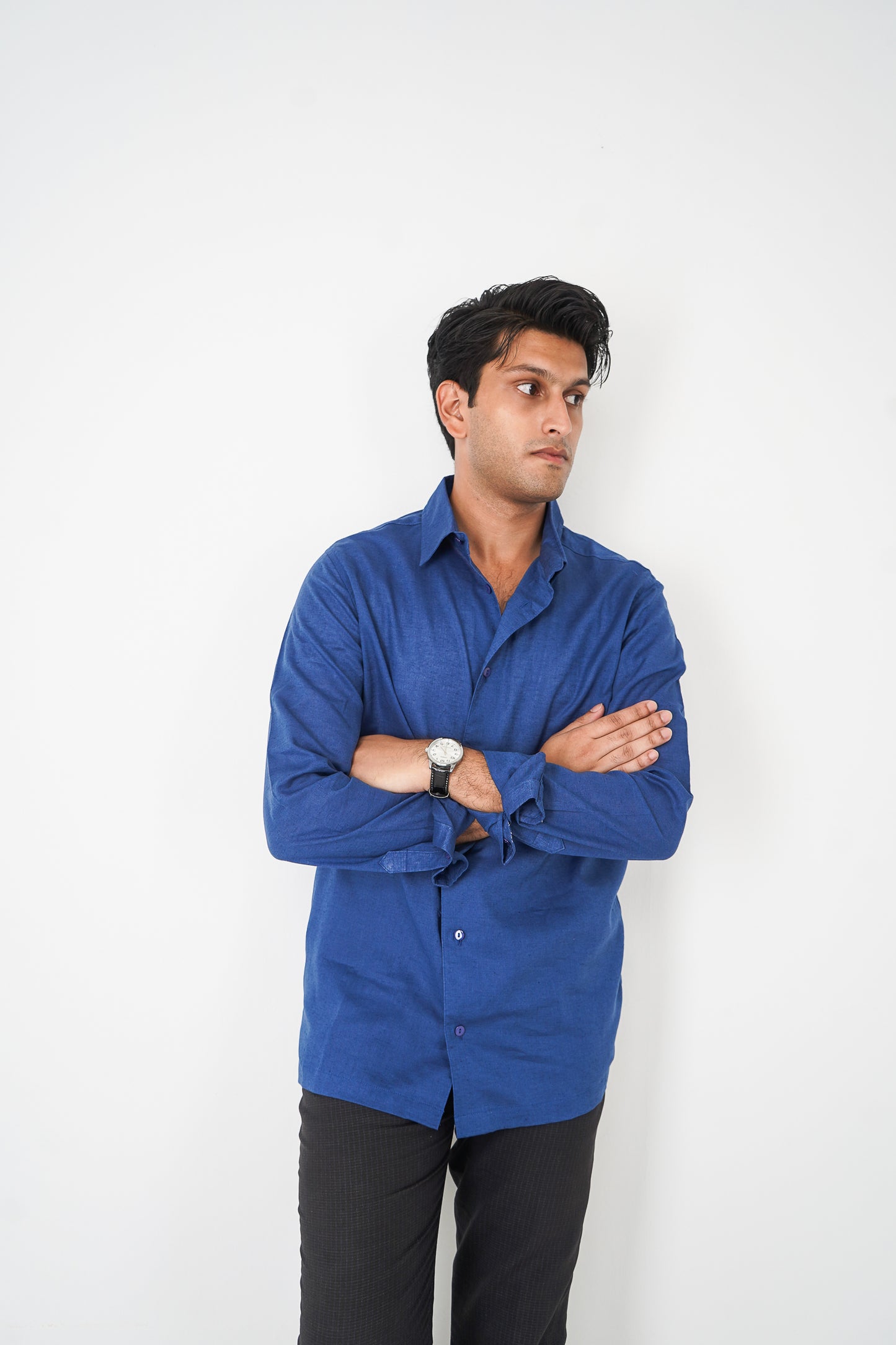 Linen Shirt for Men - Midnight Blue