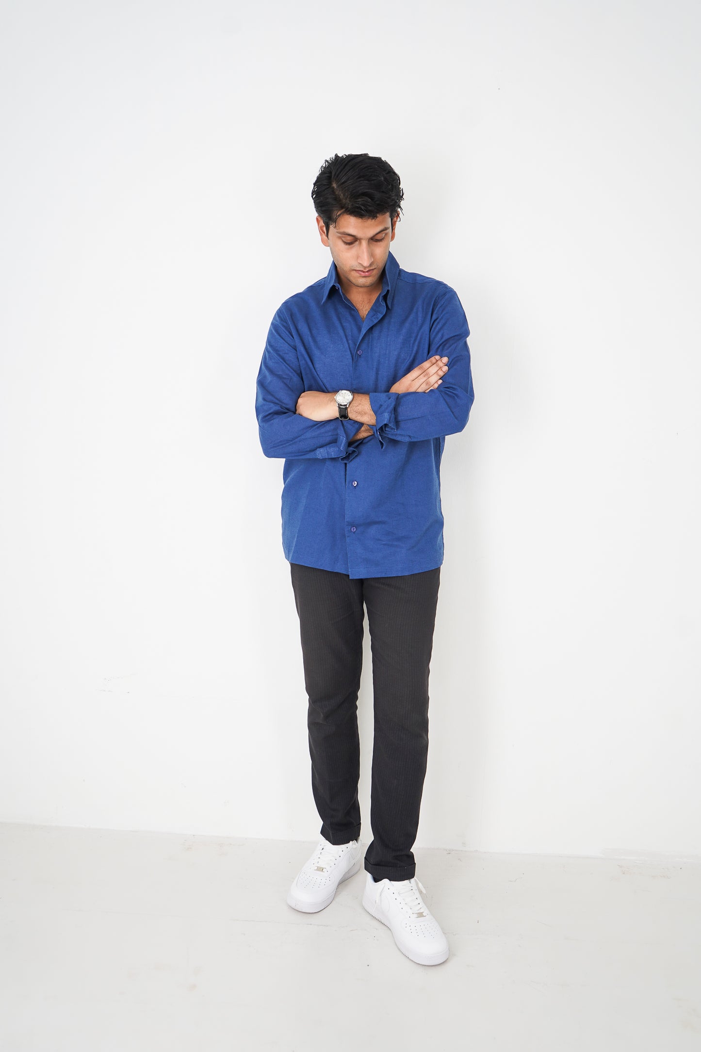 Linen Shirt for Men - Midnight Blue