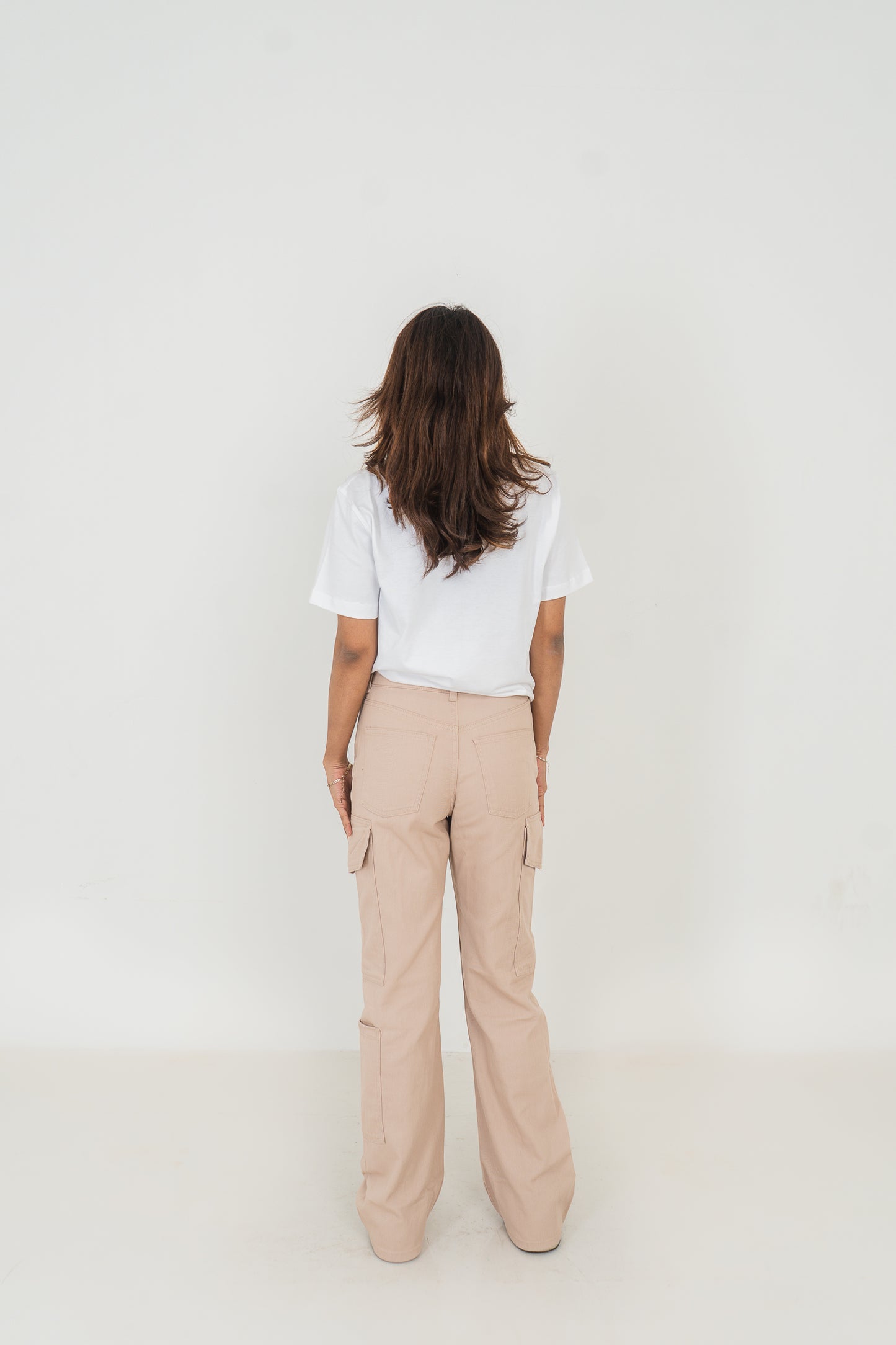 Straight Leg - Mid Rise - Cargo Pants - Beige