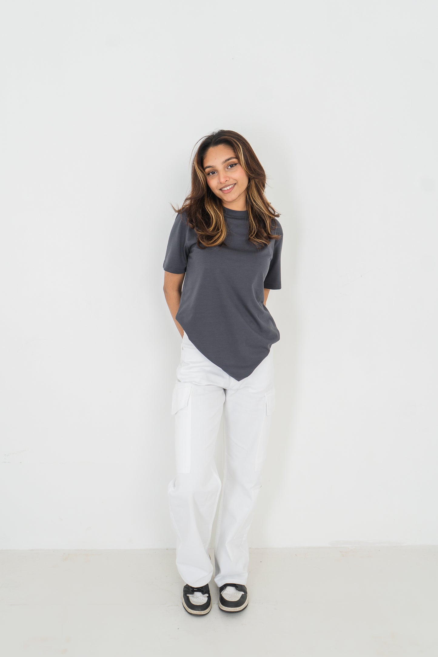 Straight Leg - Mid Rise - Cargo Pants - White