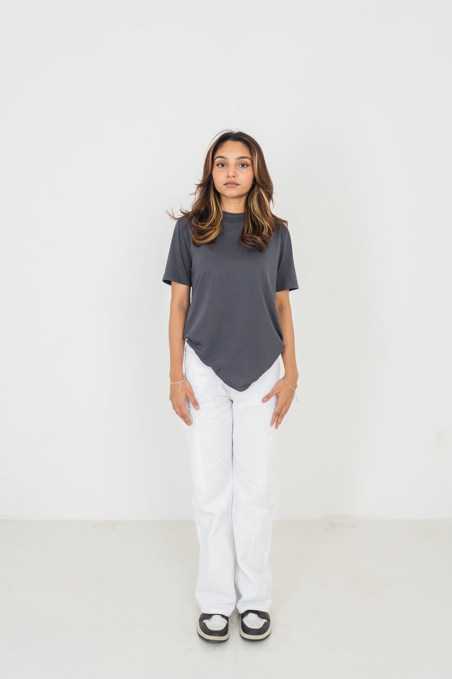 Straight Leg - Mid Rise - Cargo Pants - White