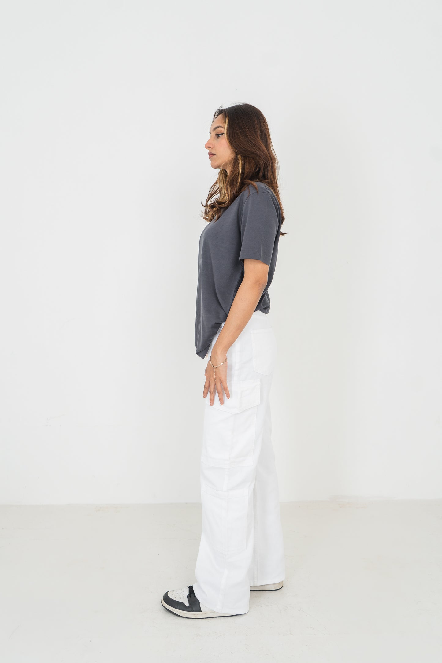 Straight Leg - Mid Rise - Cargo Pants - White