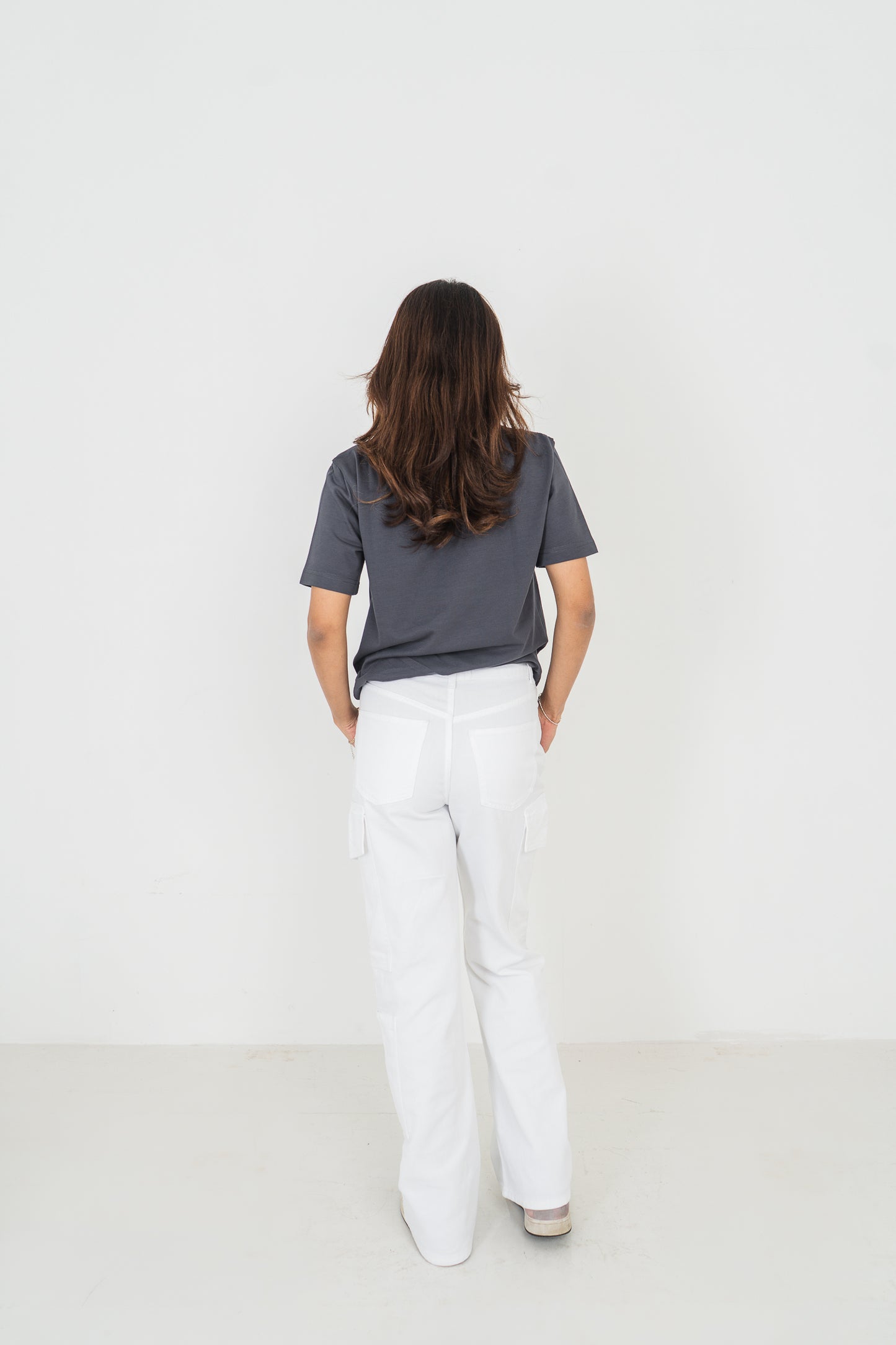 Straight Leg - Mid Rise - Cargo Pants - White
