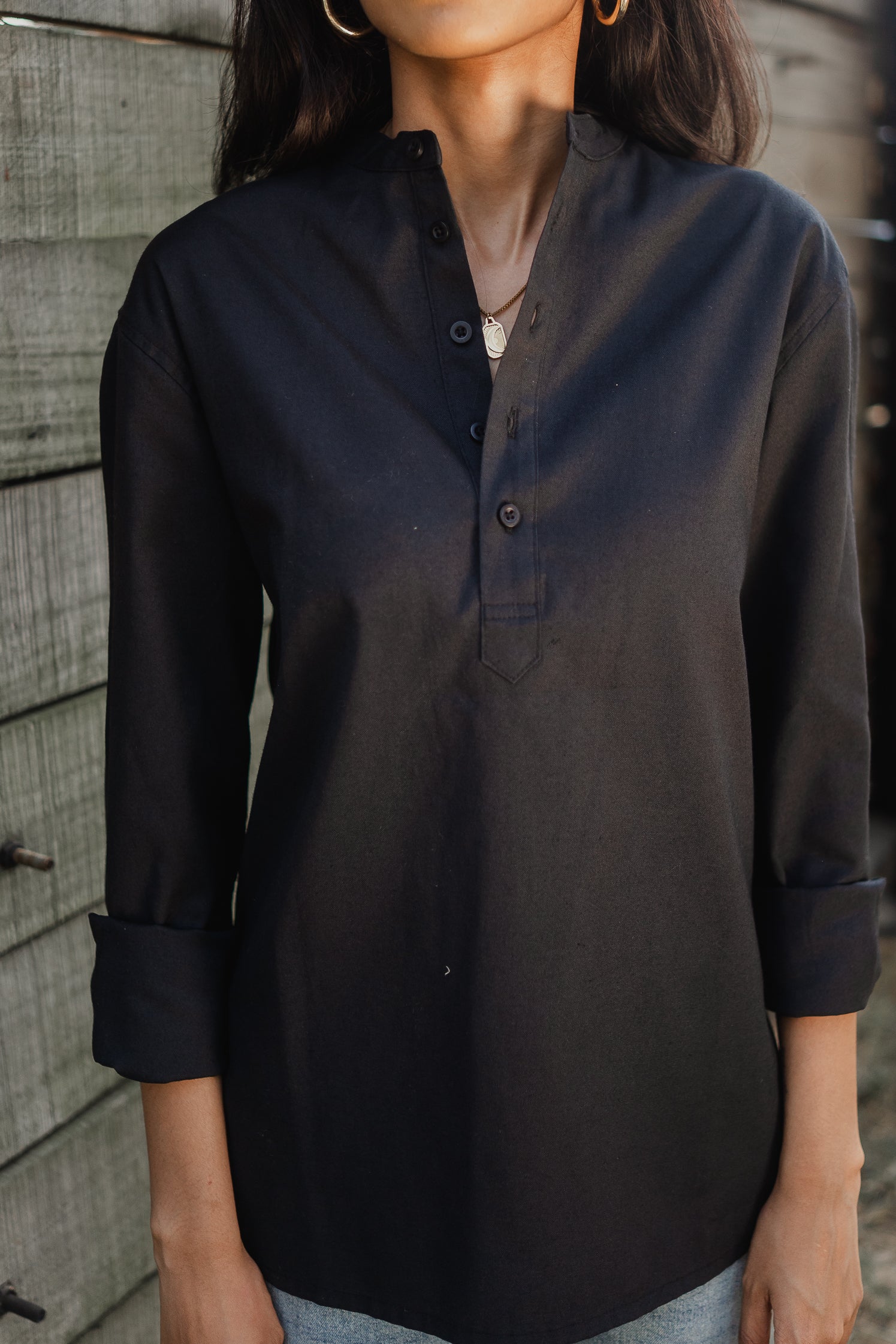Oxford Henley - Katua - Unisex - Black