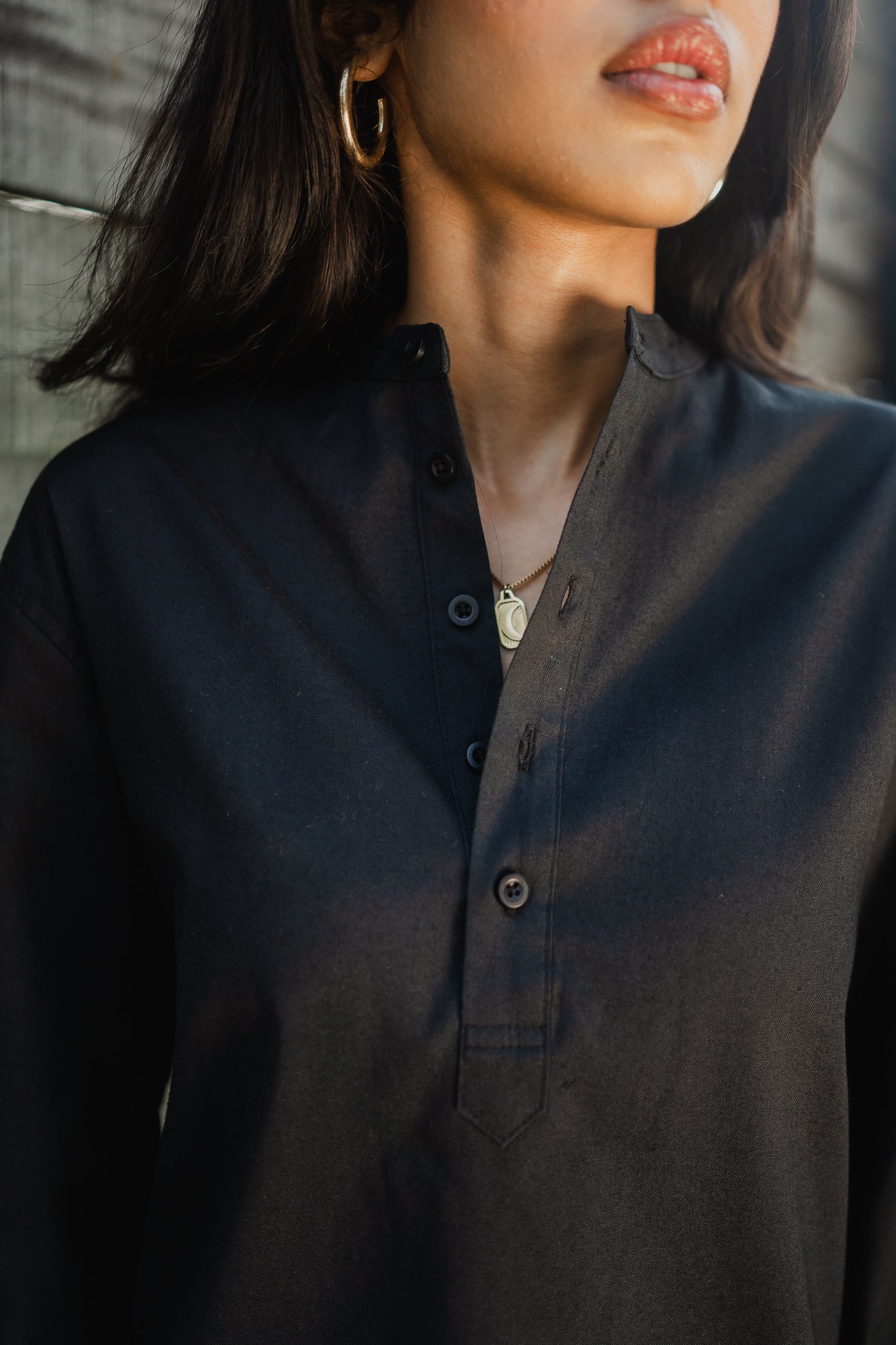 Oxford Henley - Katua - Unisex - Black