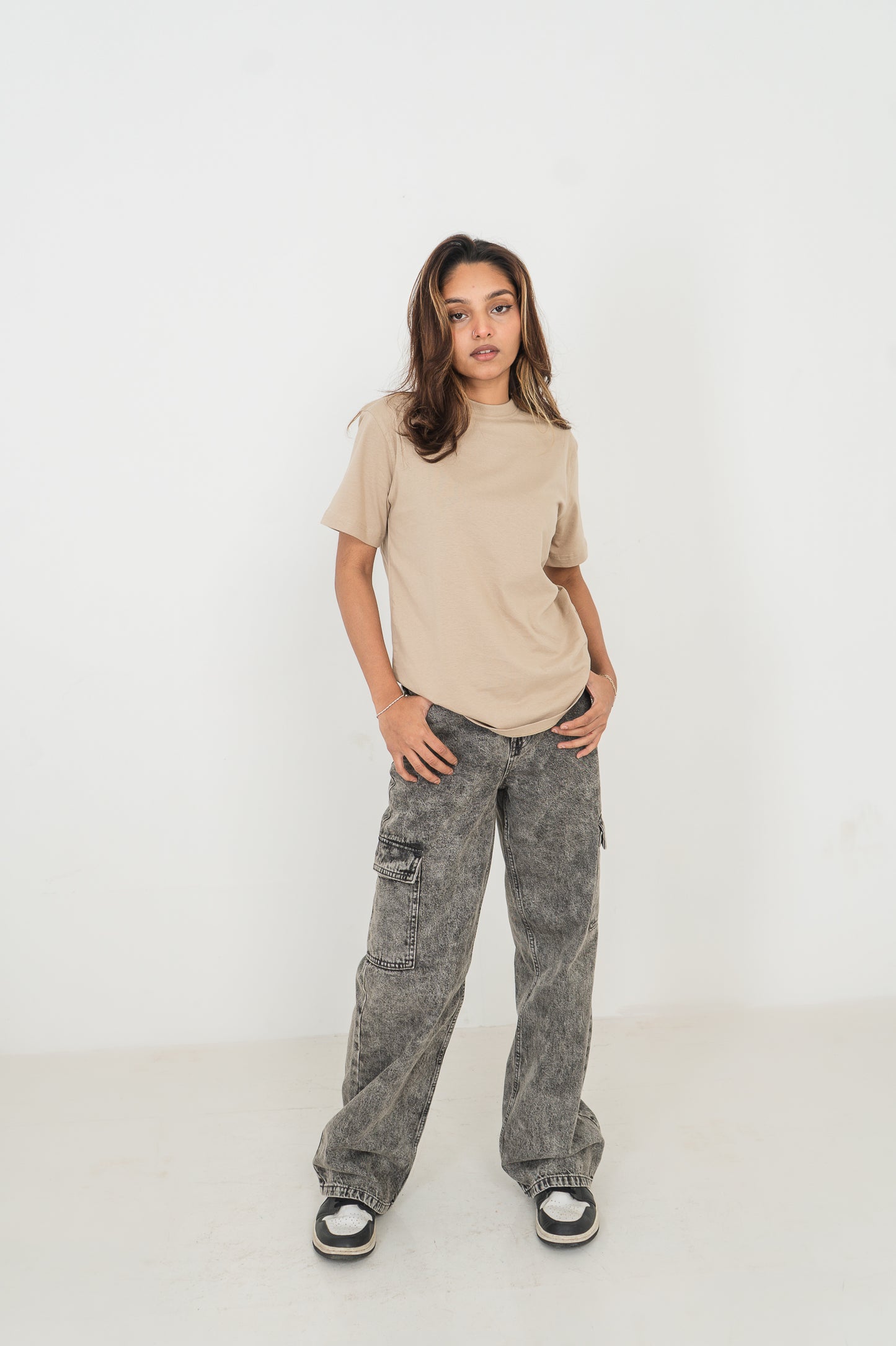 Straight Leg - Mid Rise - Cargo Pants - Ash