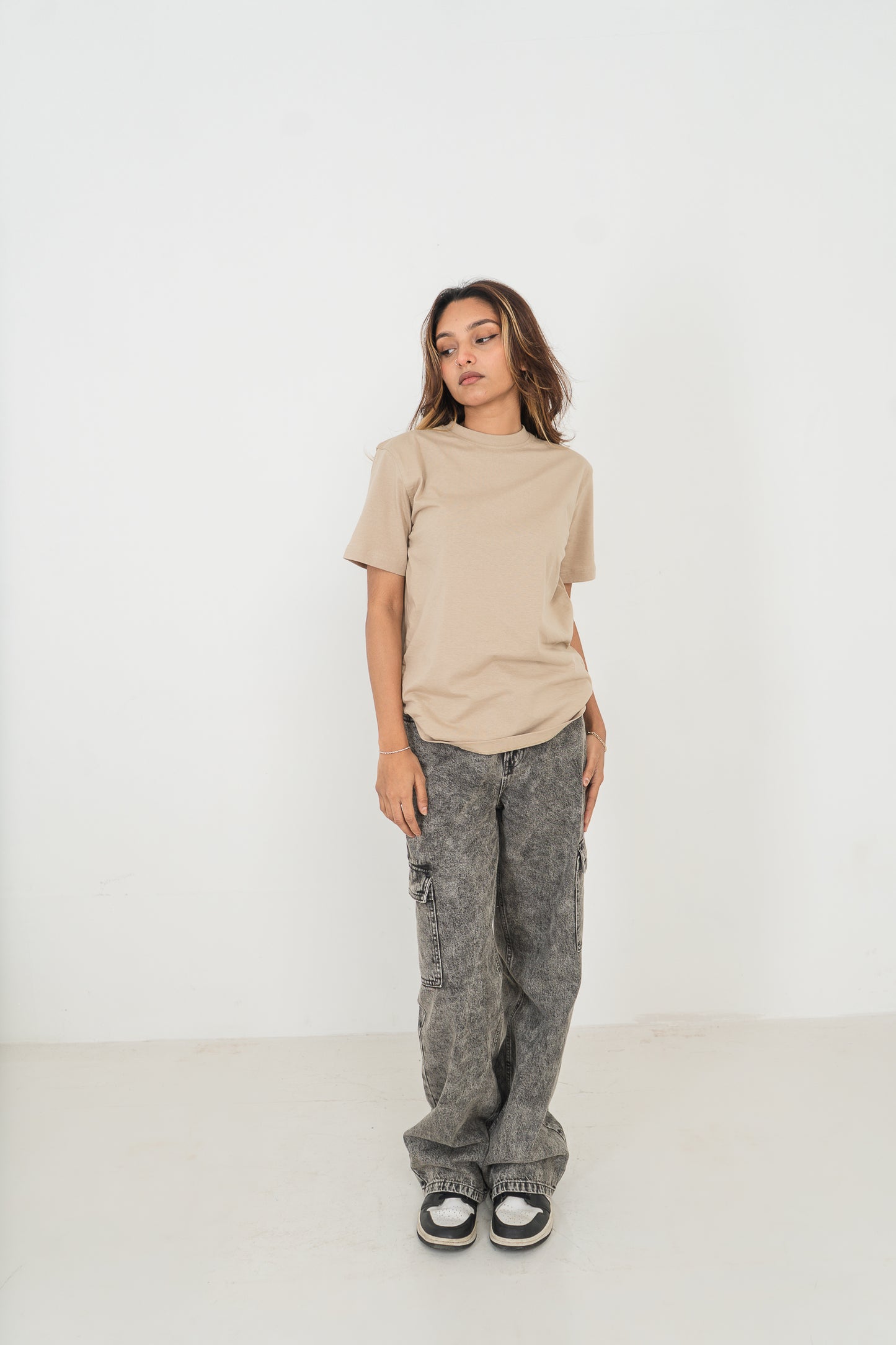 Straight Leg - Mid Rise - Cargo Pants - Ash