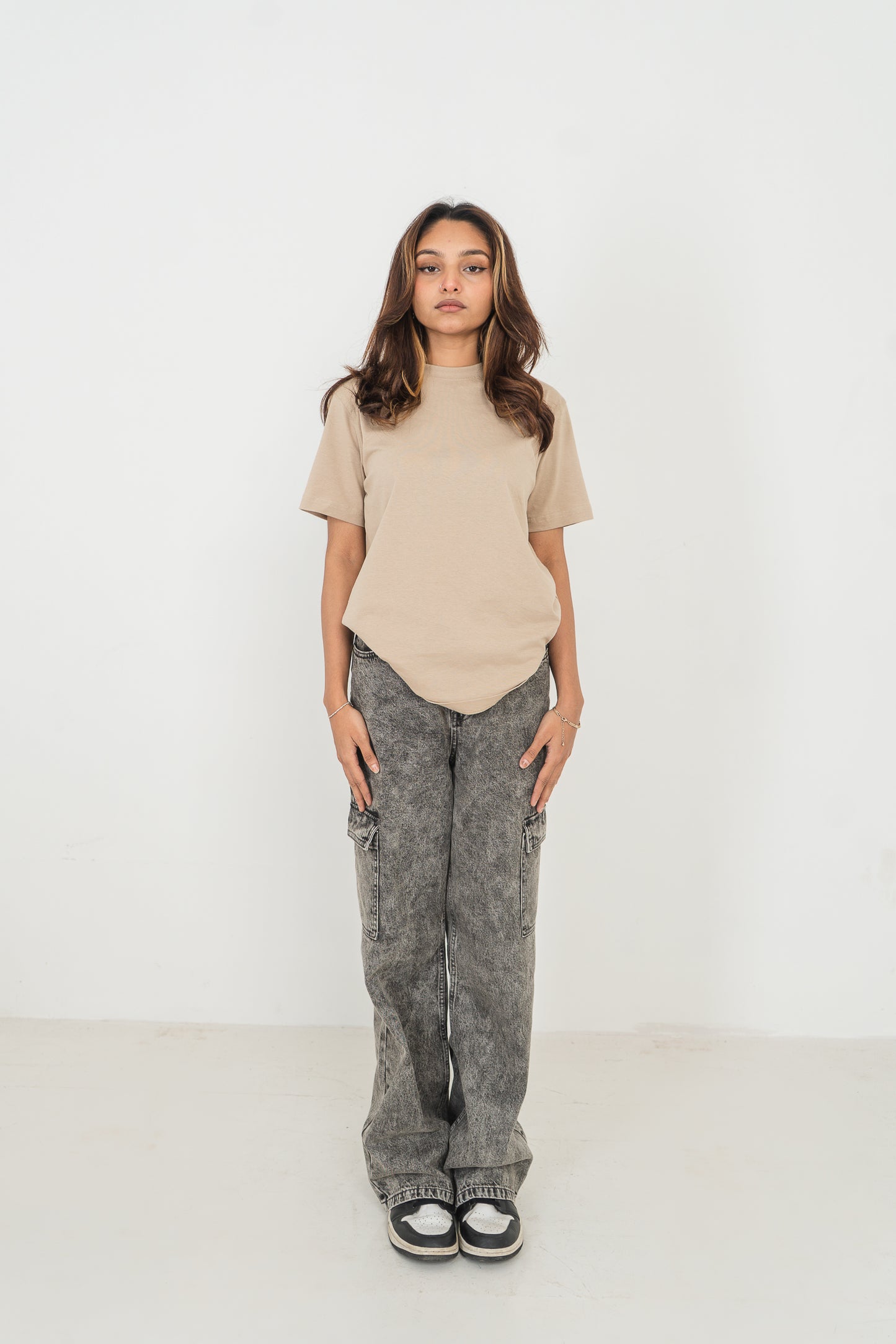 Straight Leg - Mid Rise - Cargo Pants - Ash