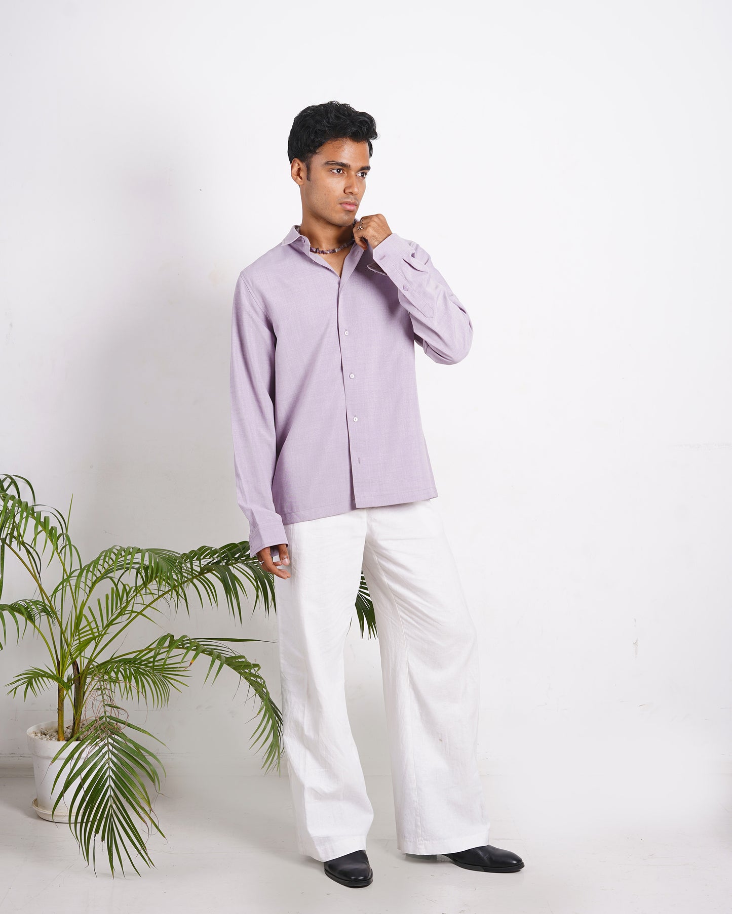 Linen Shirt for Men - Lavender