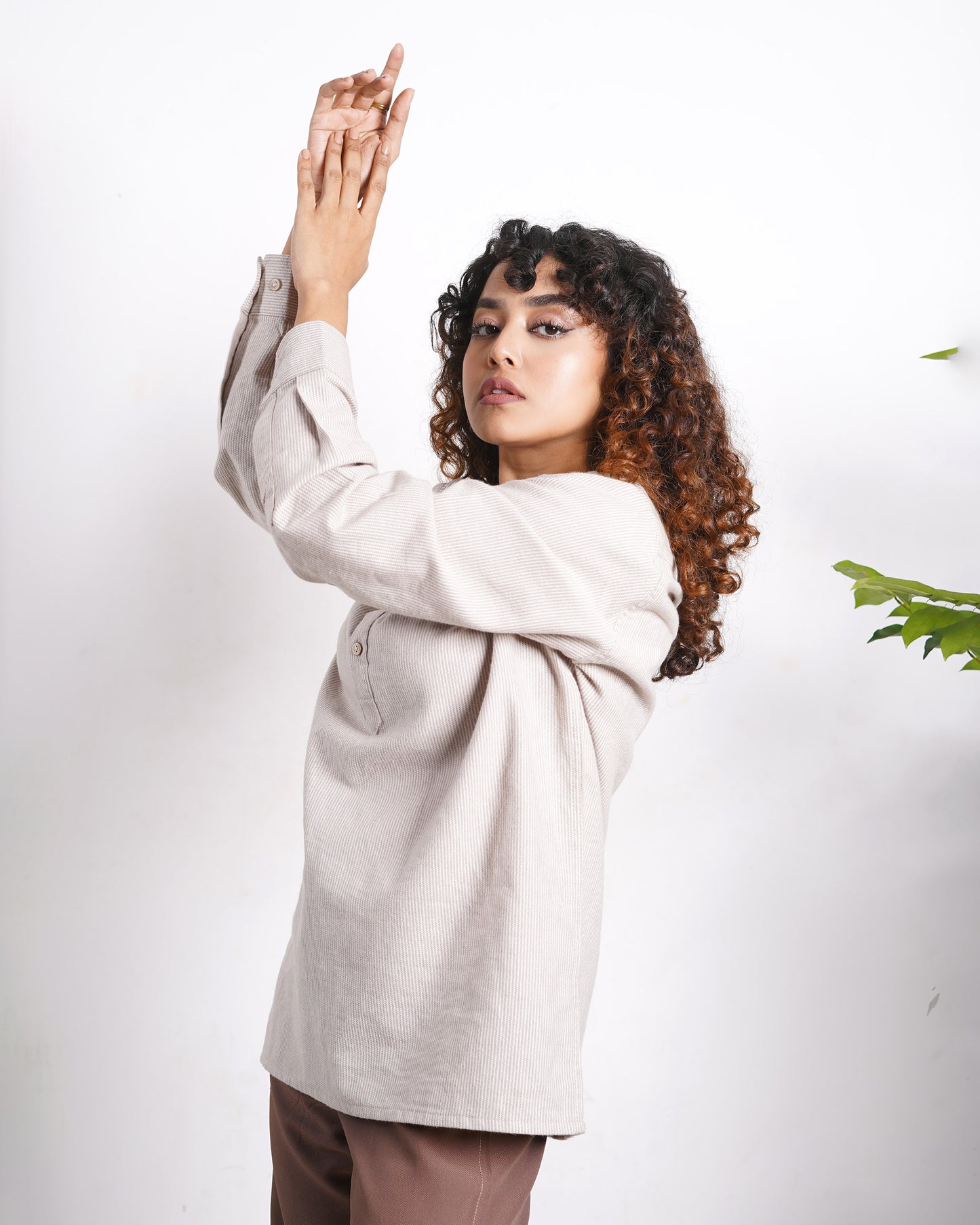 Linen Henley - Unisex - Sand Stripe