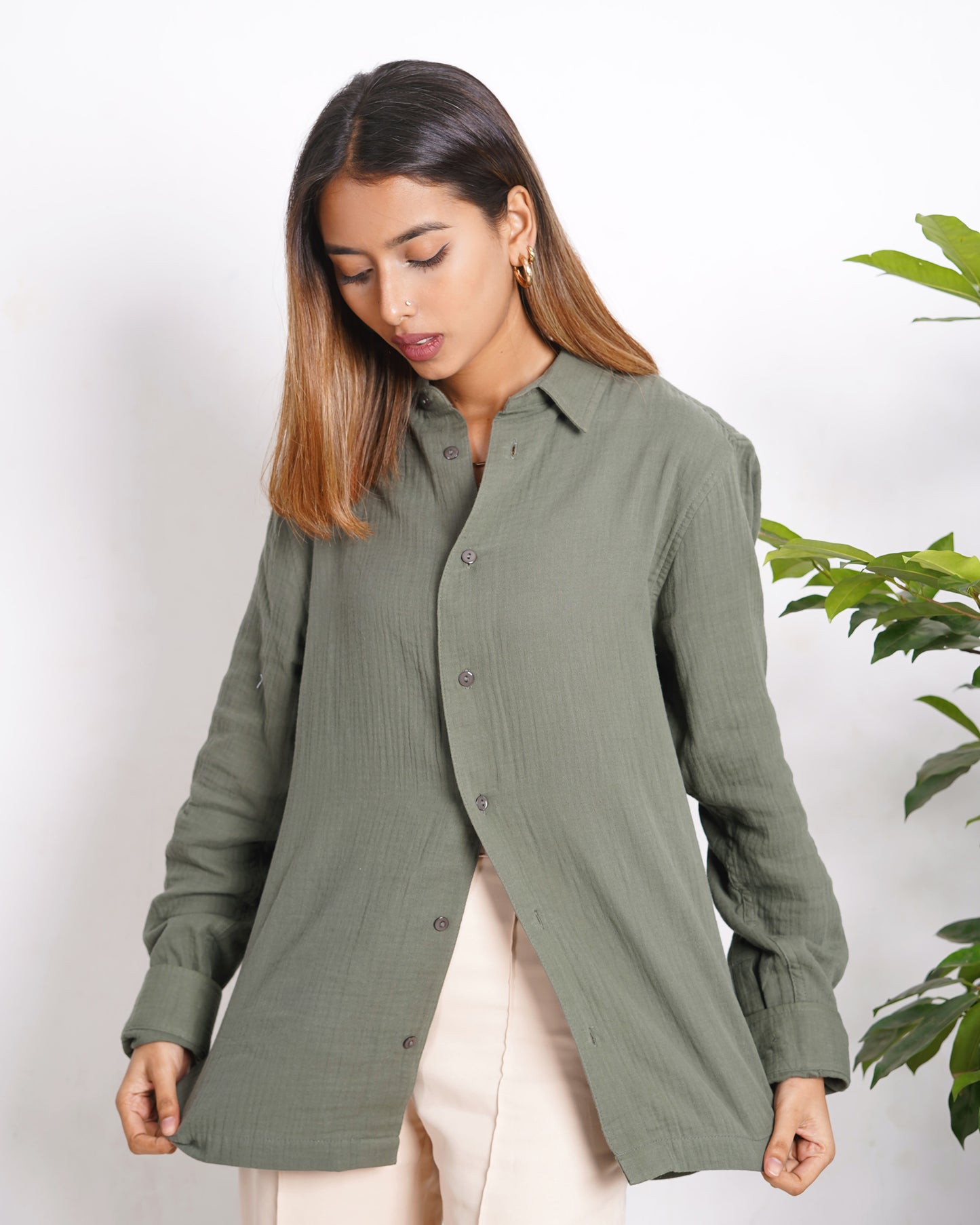 Waffle Shirt - Unisex - Olive