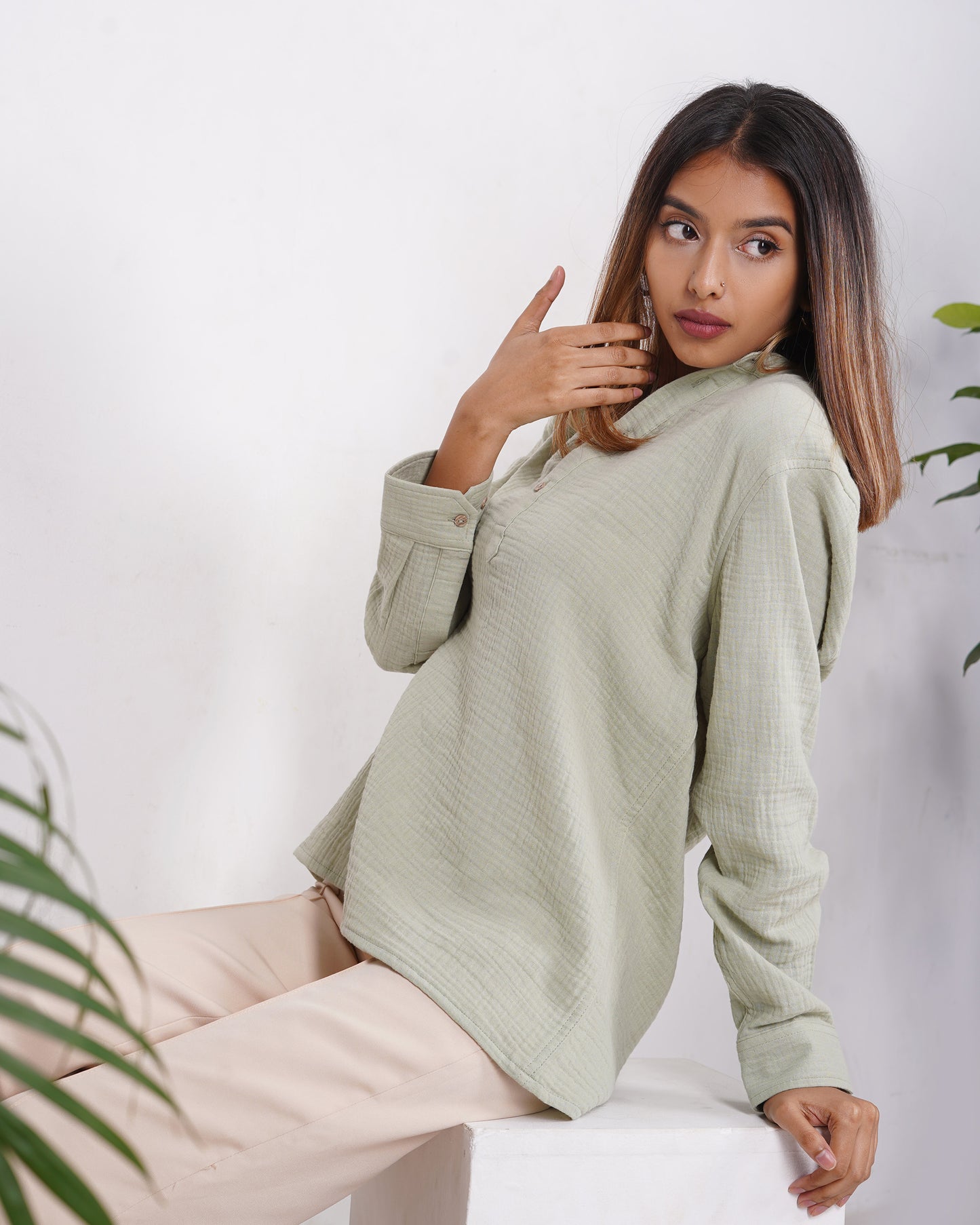 Waffle Henley - Unisex - Light Lemon