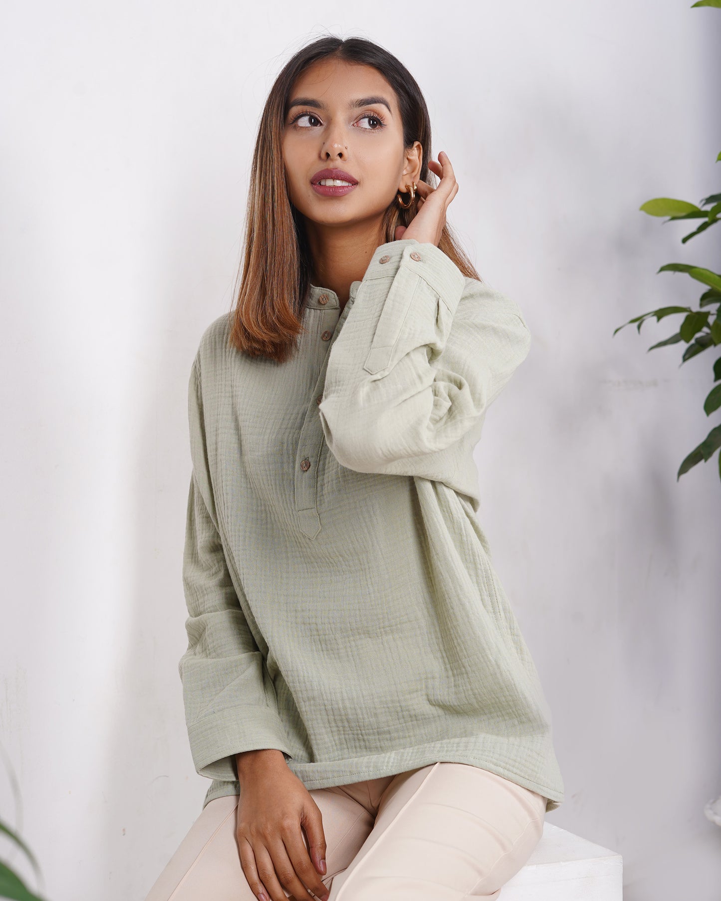 Waffle Henley - Unisex - Light Lemon