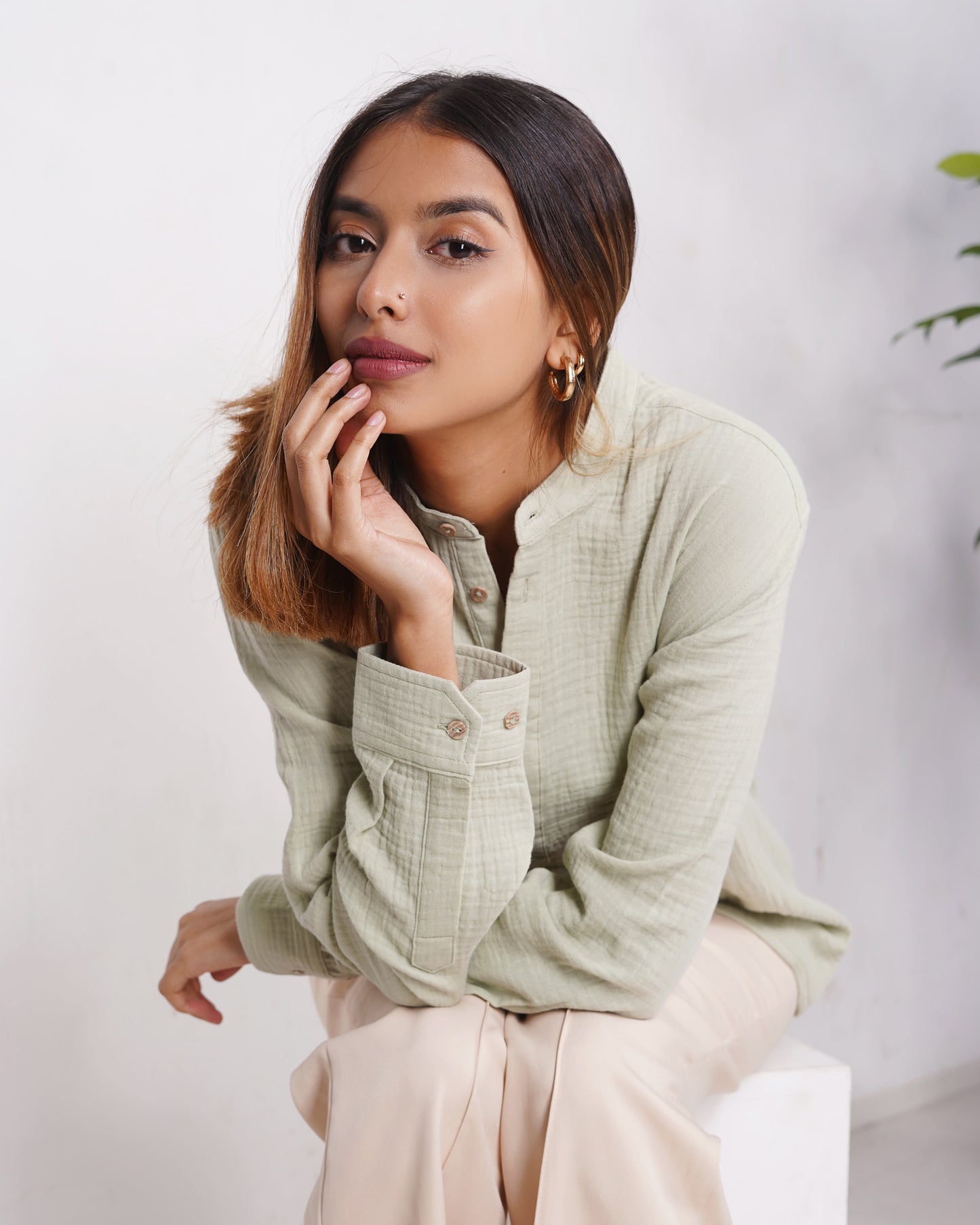 Waffle Henley - Unisex - Light Lemon