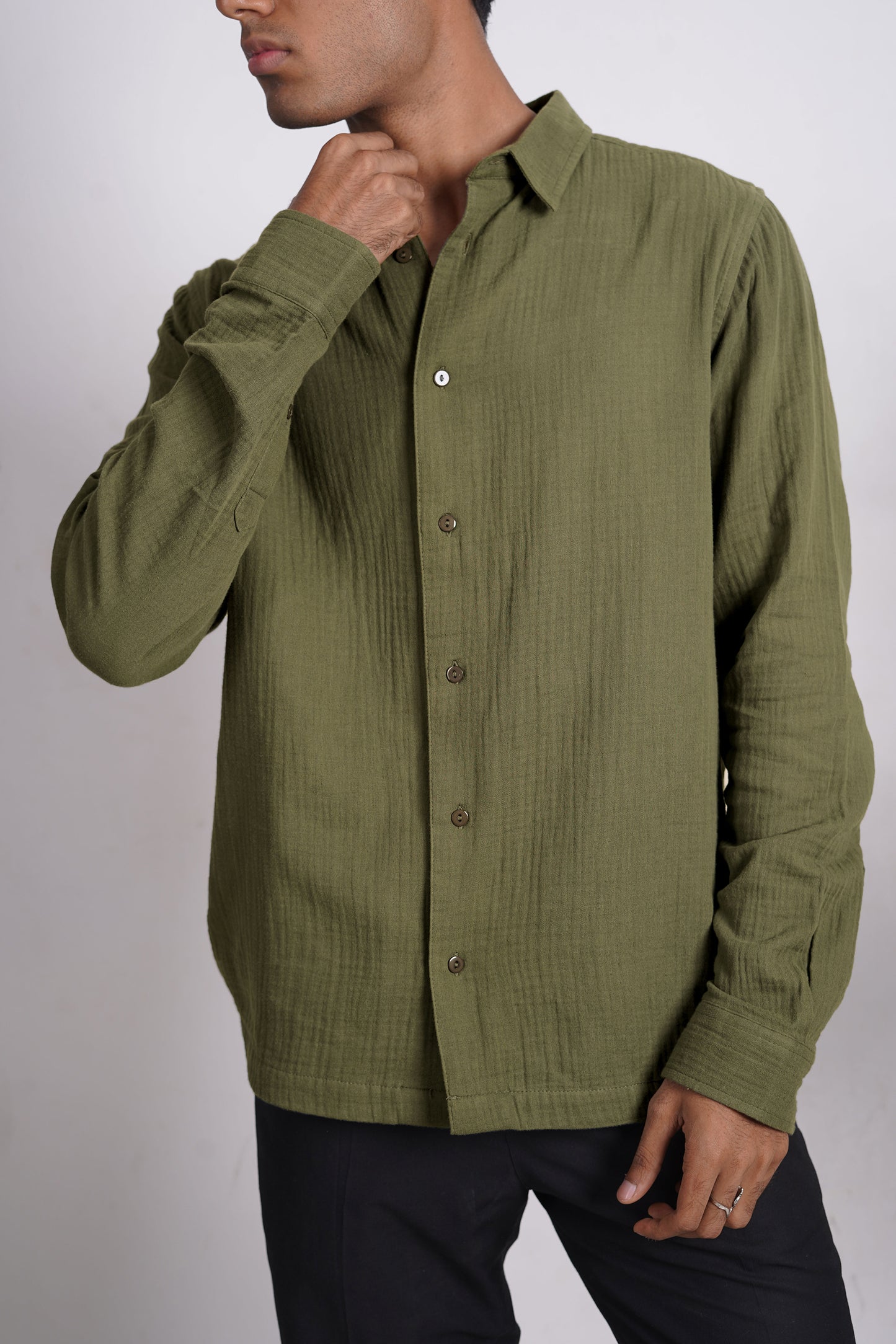 Waffle Shirt for Men - Dark Olive