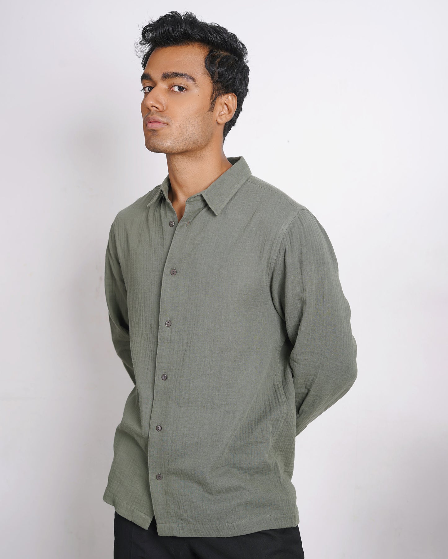 Waffle Shirt for Men - Olive