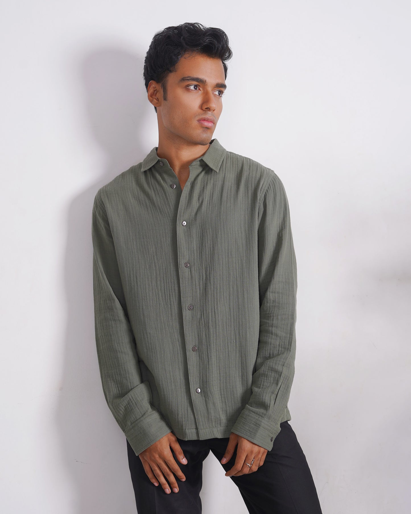 Waffle Shirt for Men - Olive