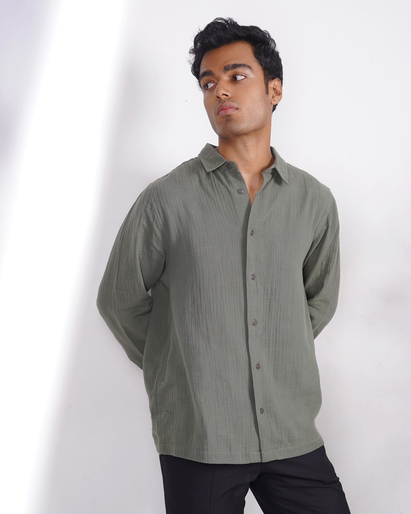Waffle Shirt for Men - Olive