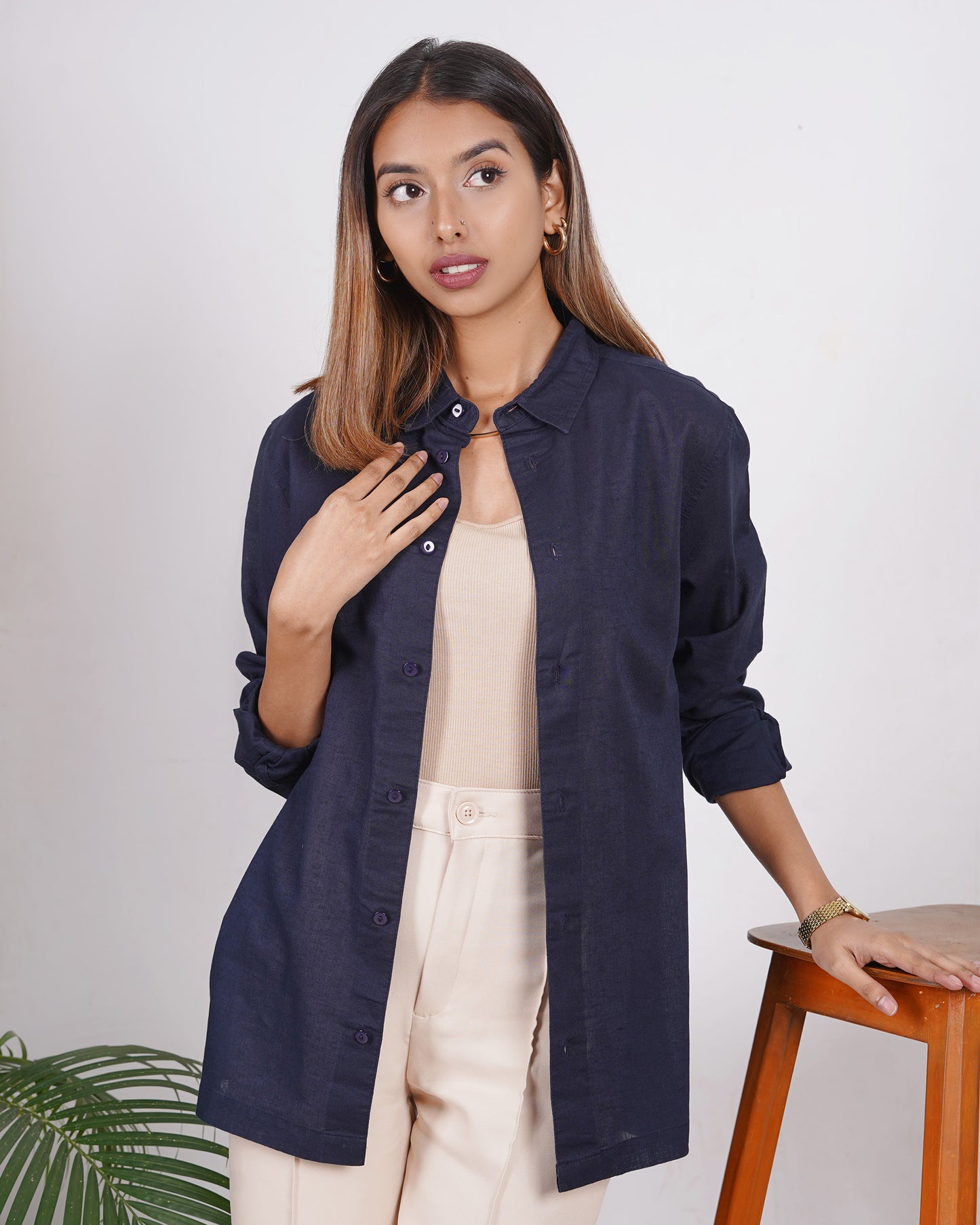Linen Shirt - Unisex - Navy