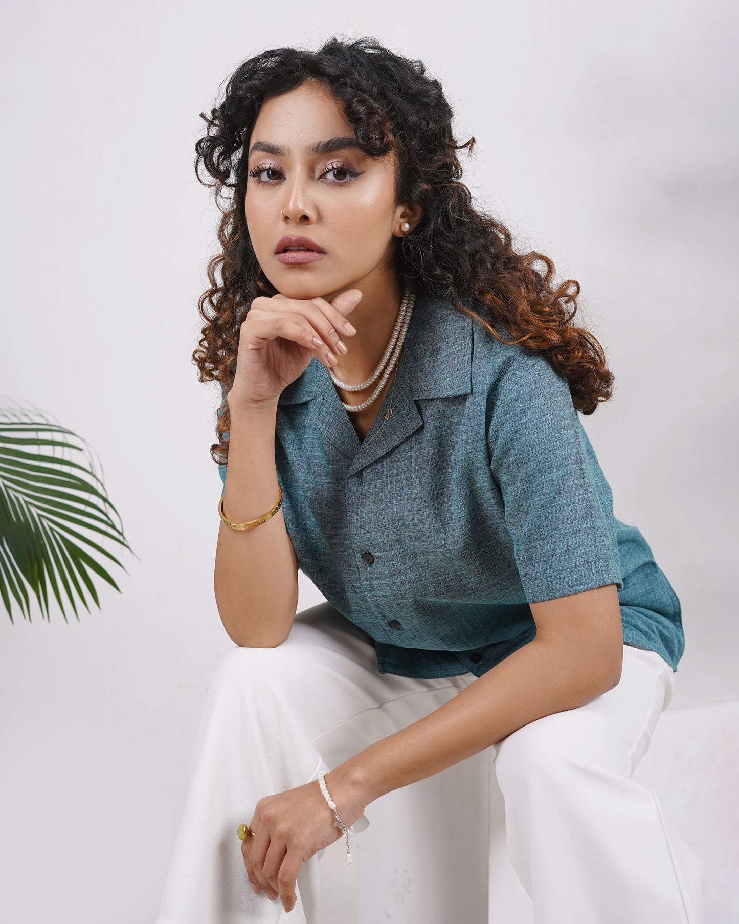 Cubana - Aqua - Cuban Shirt For Women