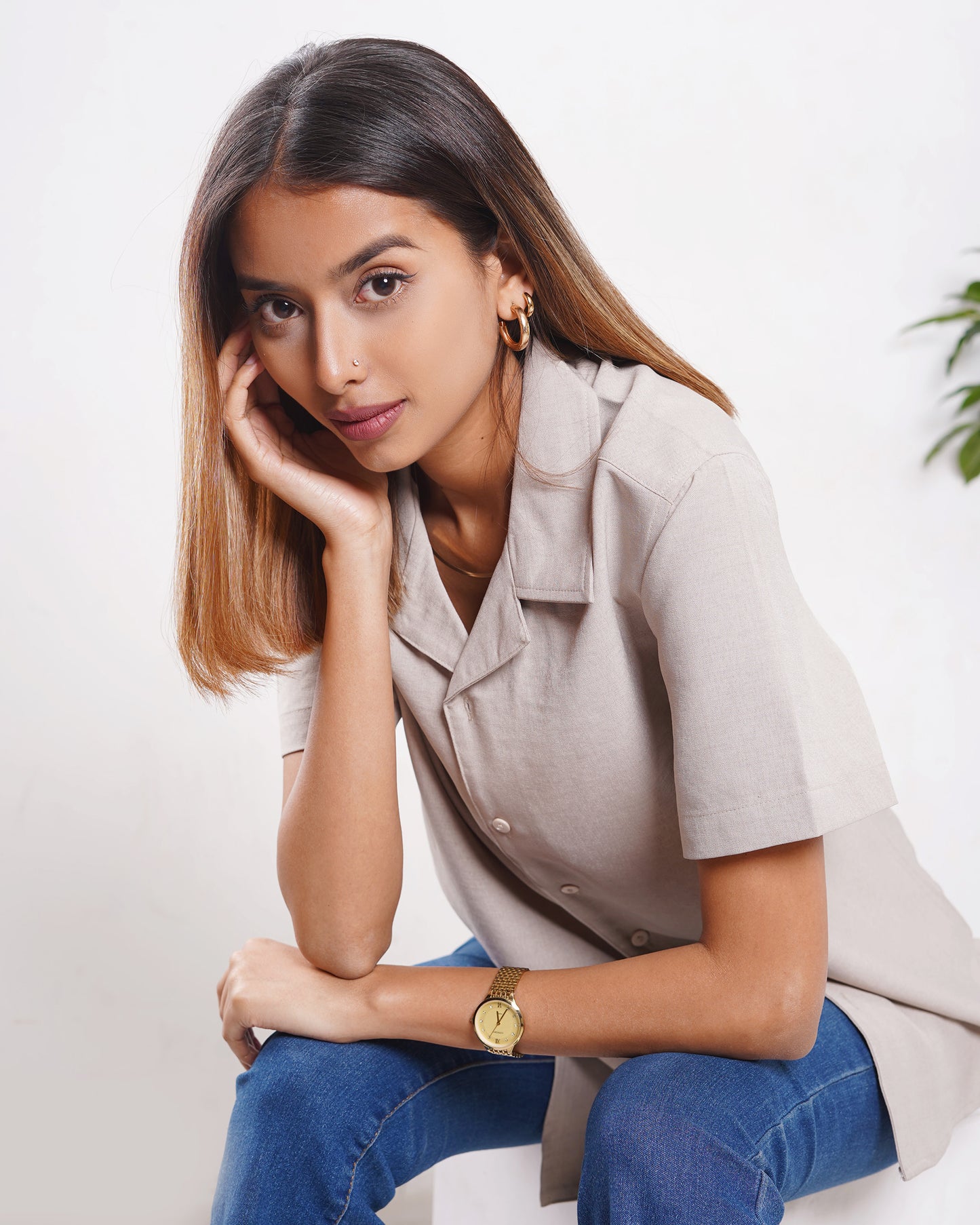 Cubana - Sand- Cuban Shirt For Women