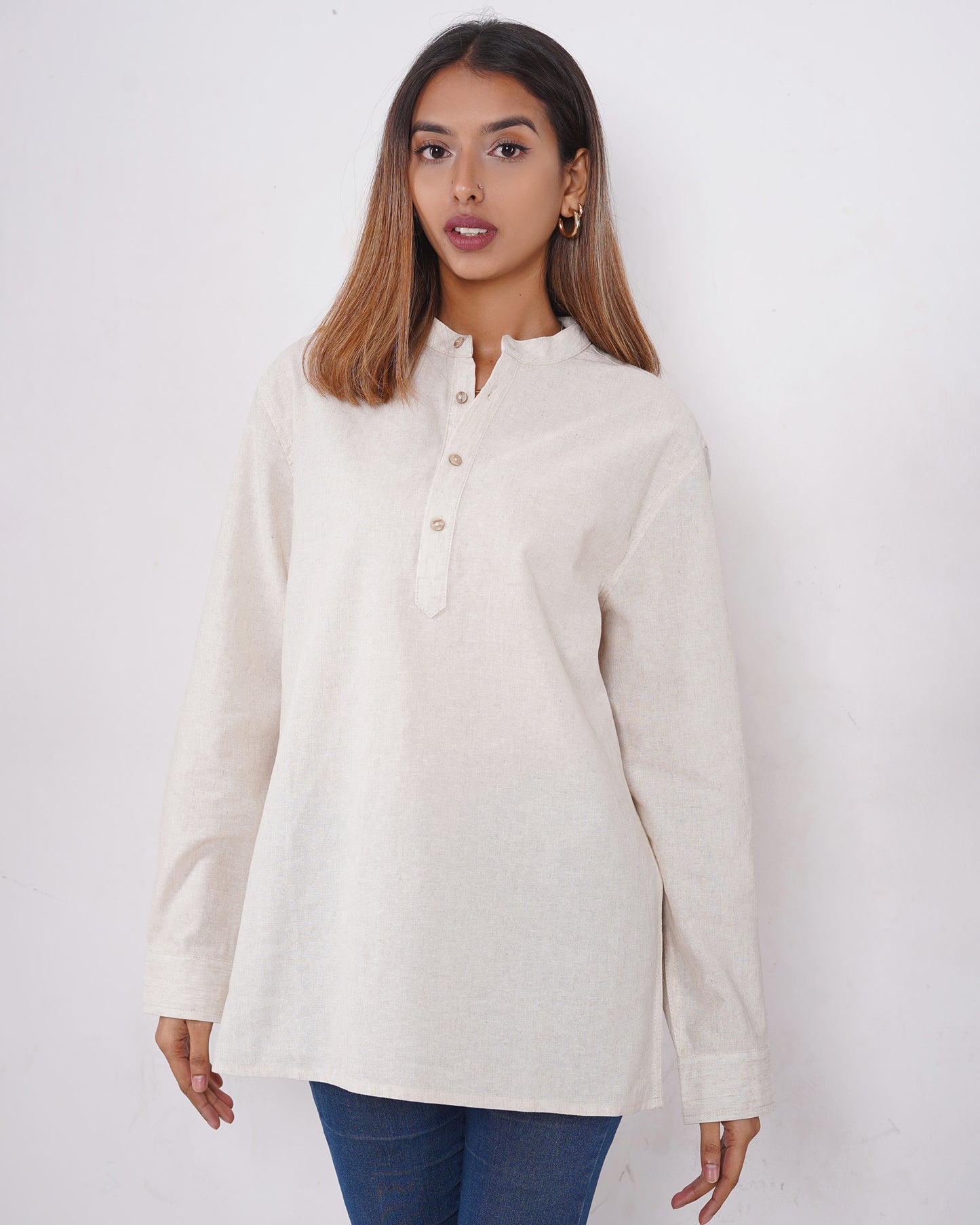 Linen Henley - Unisex - Sand