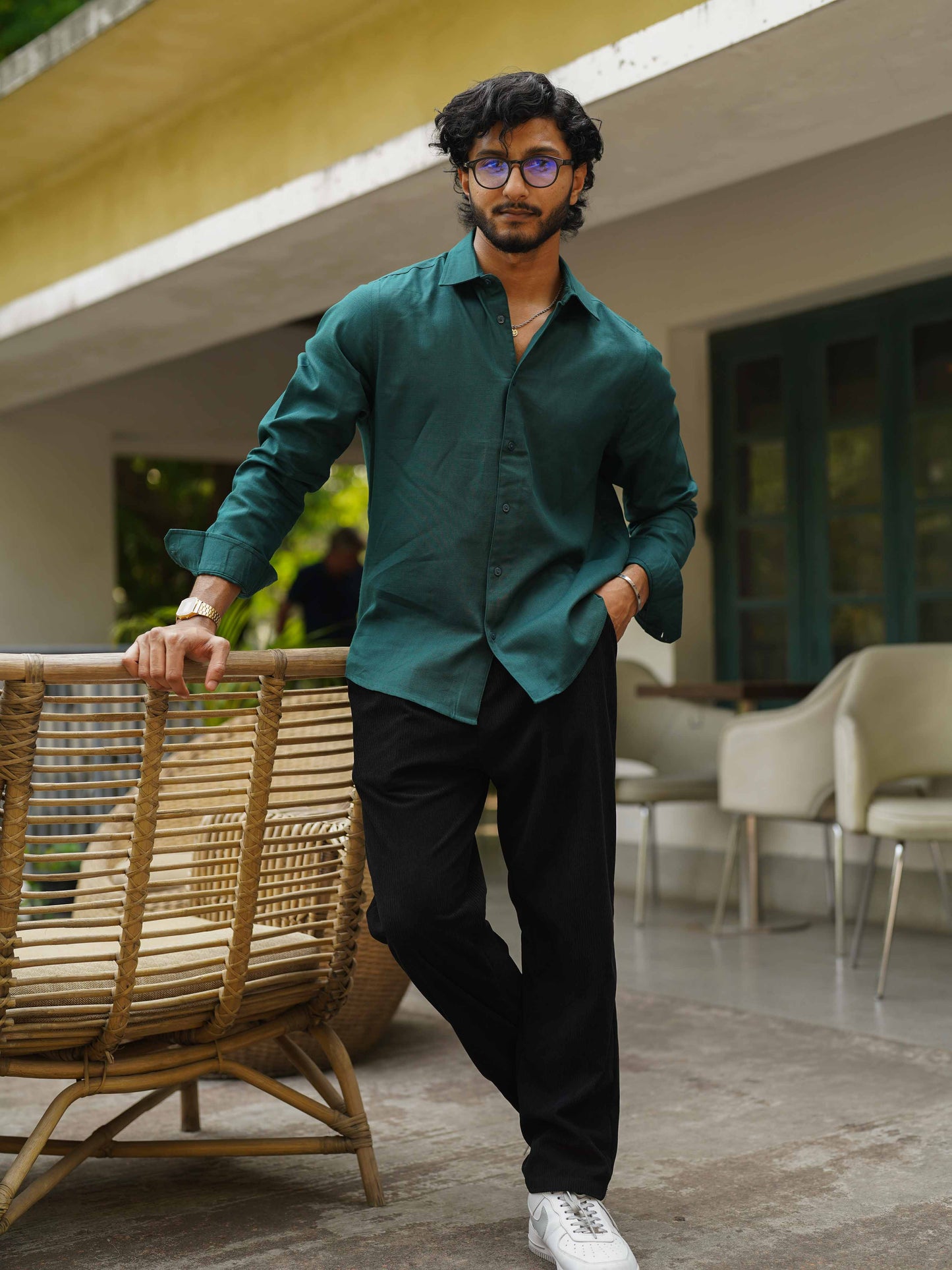 Forest Green - Long Sleeve Shirt For Men