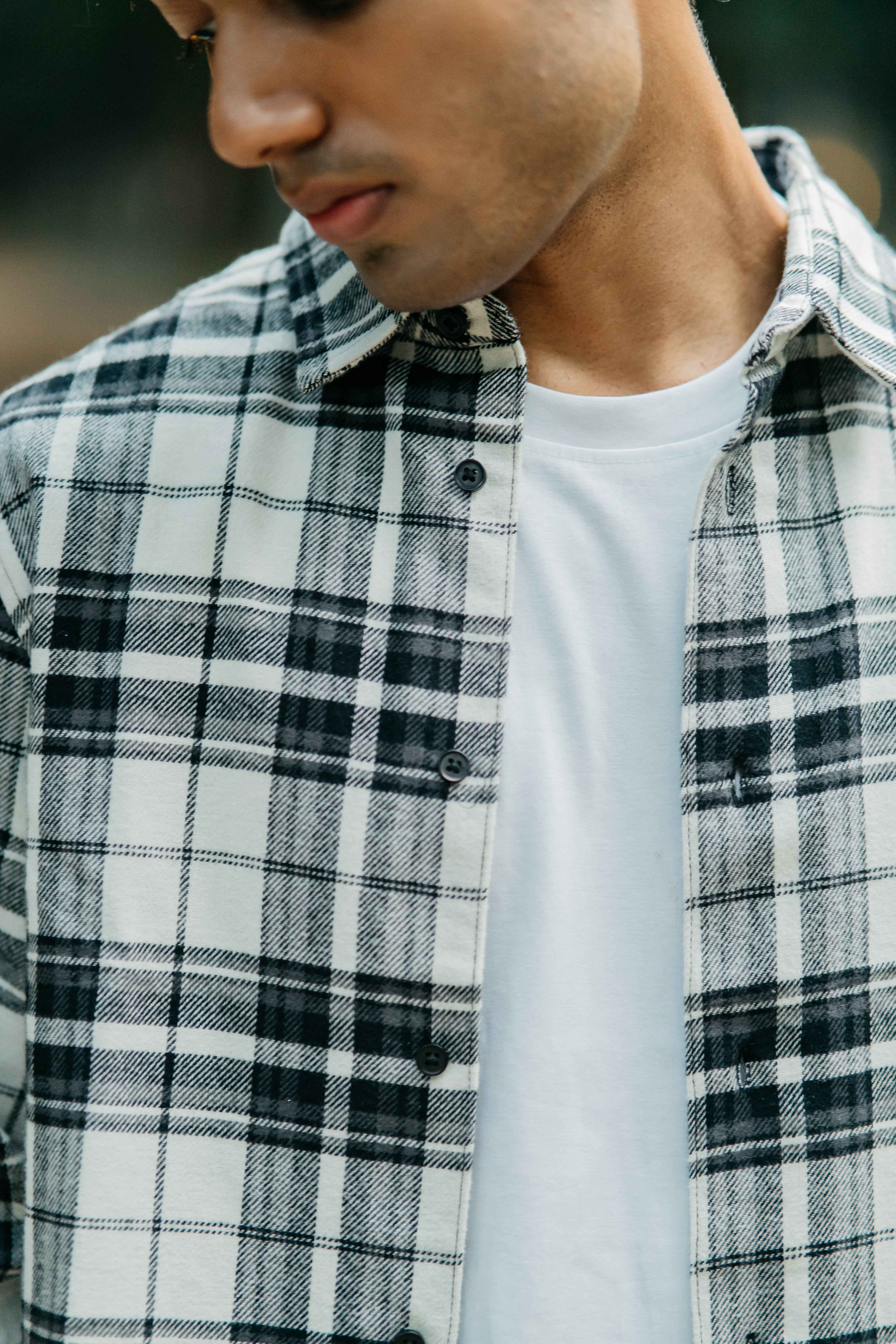 পুরুষদের জন্য ফ্লানেল শার্ট - কালো এবং সাদা