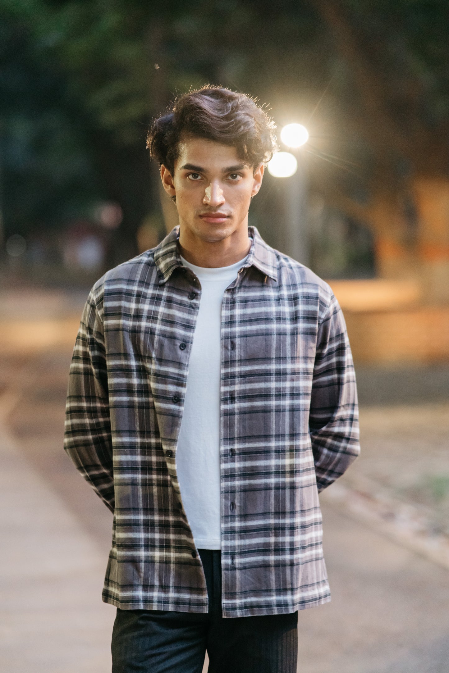 Flannel Shirt for Men - Dark Ash & Black White