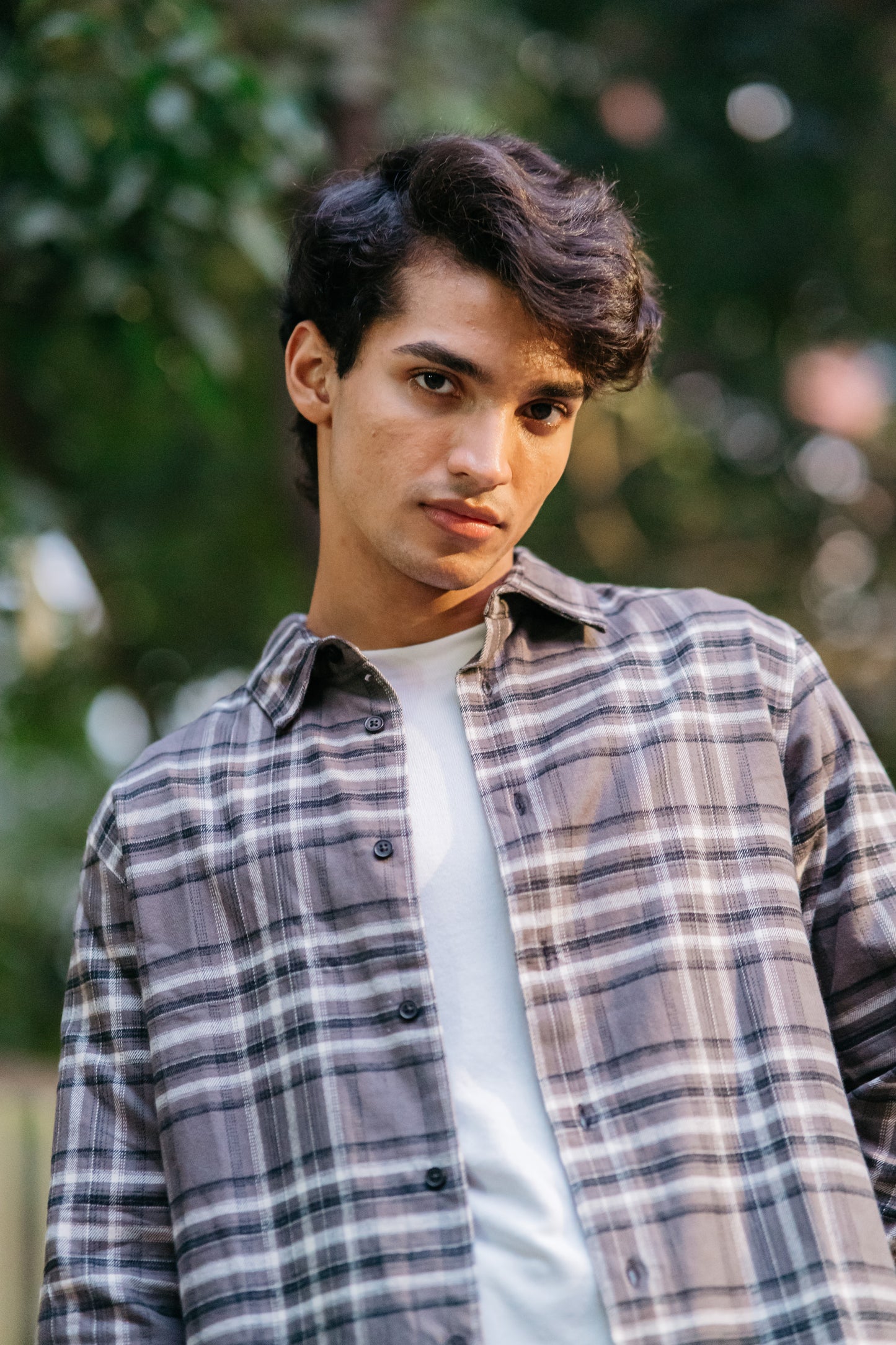 Flannel Shirt for Men - Dark Ash & Black White